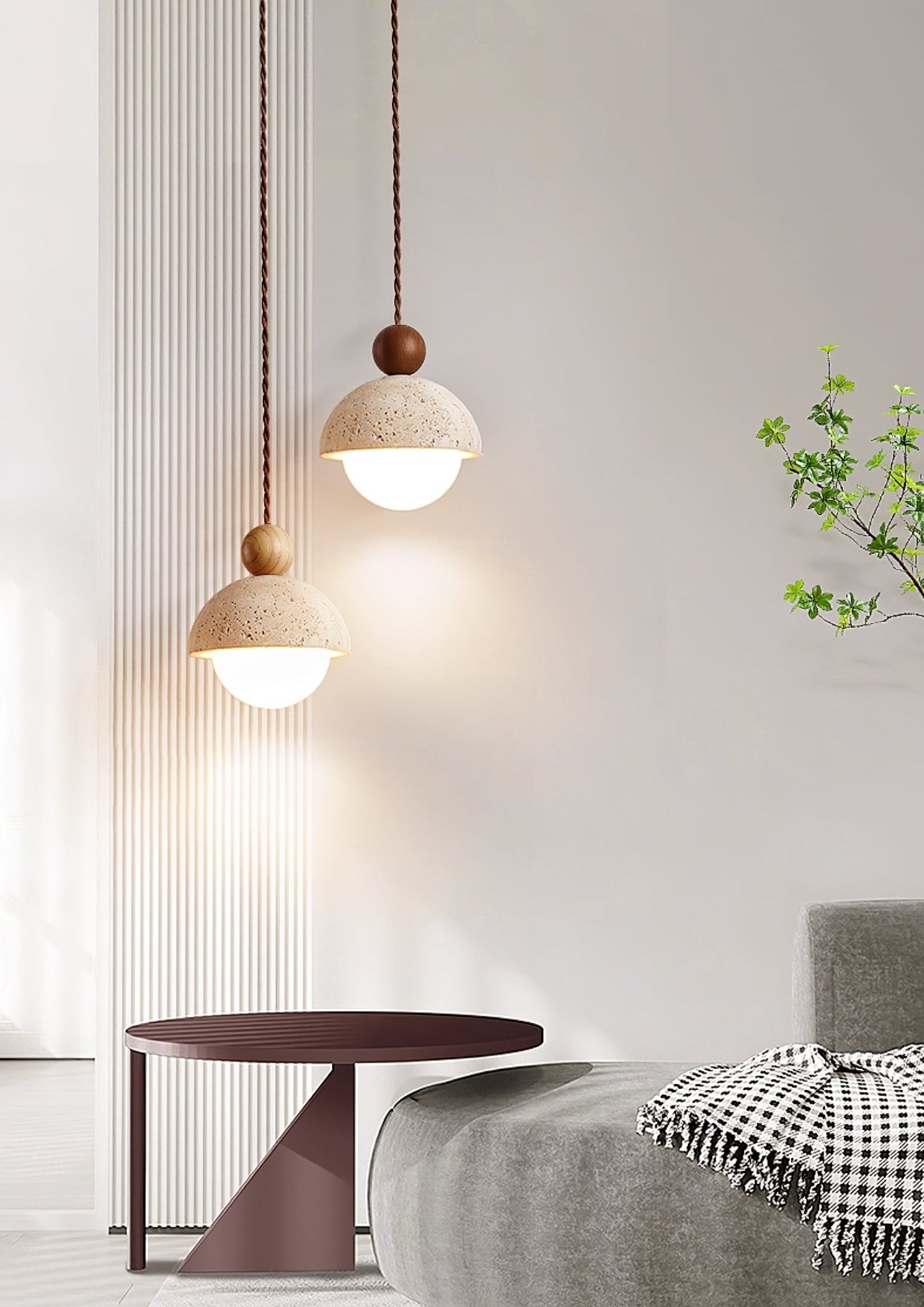 Bexn Travertine Pendant Light-Neutral Decor