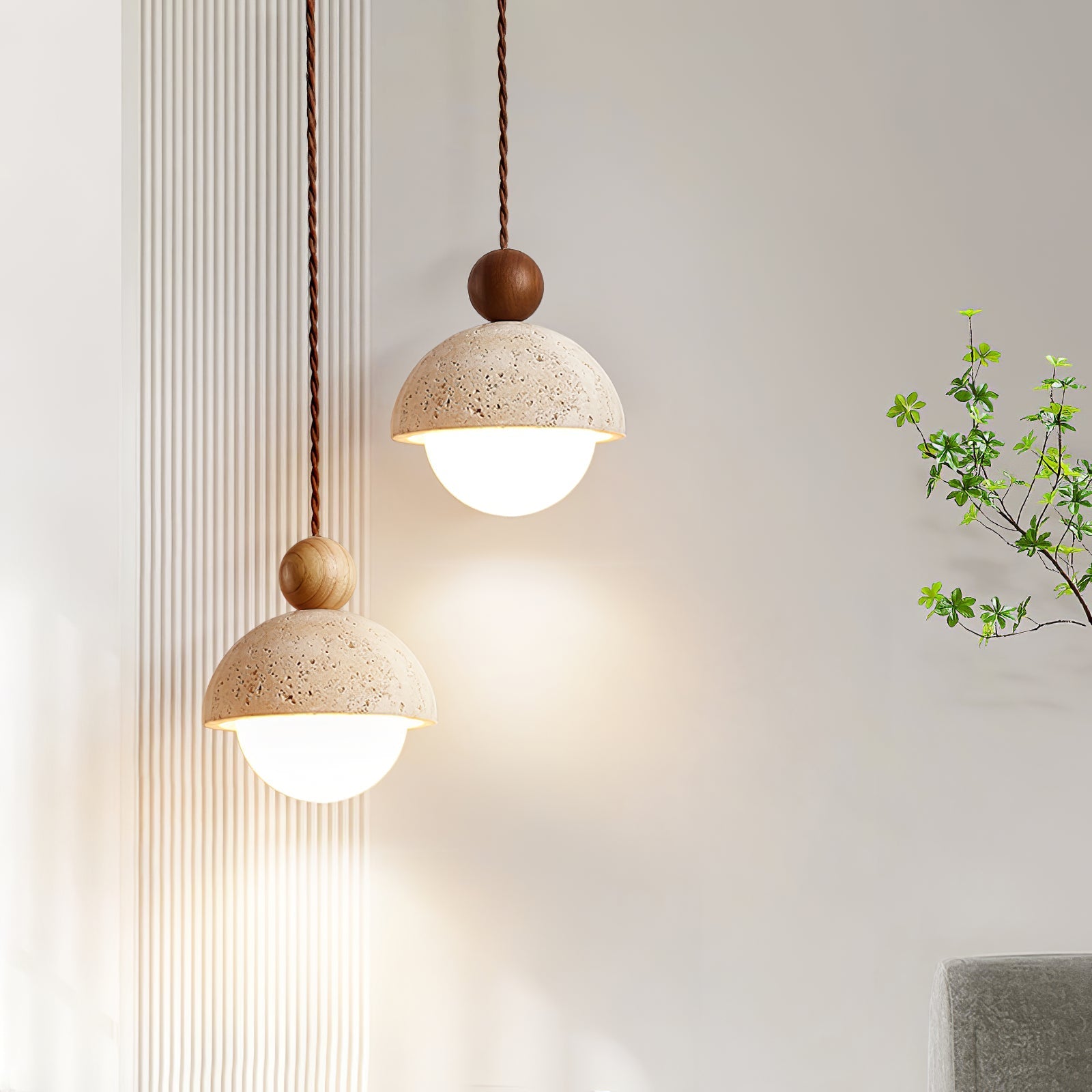 Bexn Travertine Pendant Light-Neutral Decor