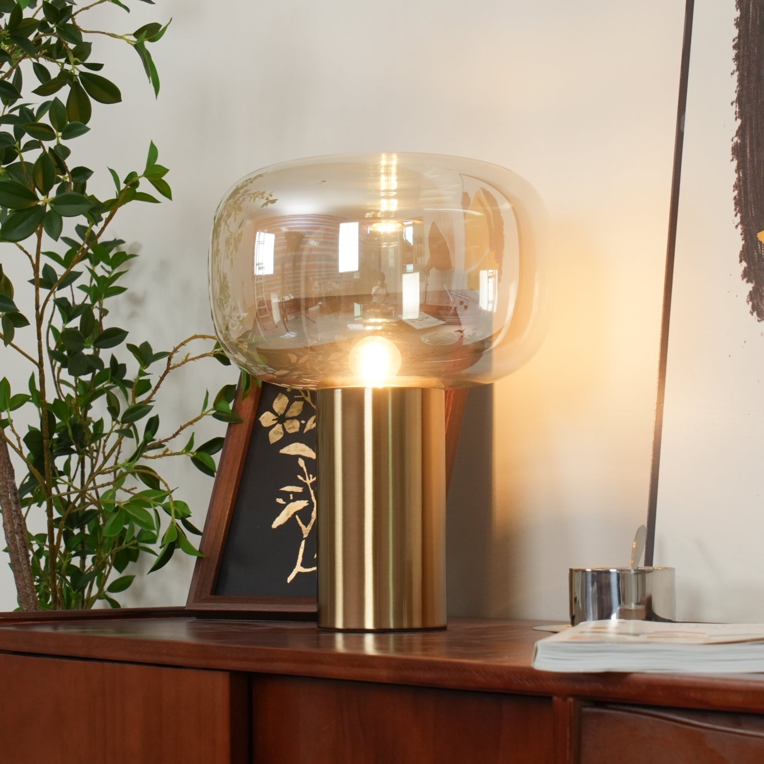 Teloz Glass Industrial Table Lamp-Neutral Decor