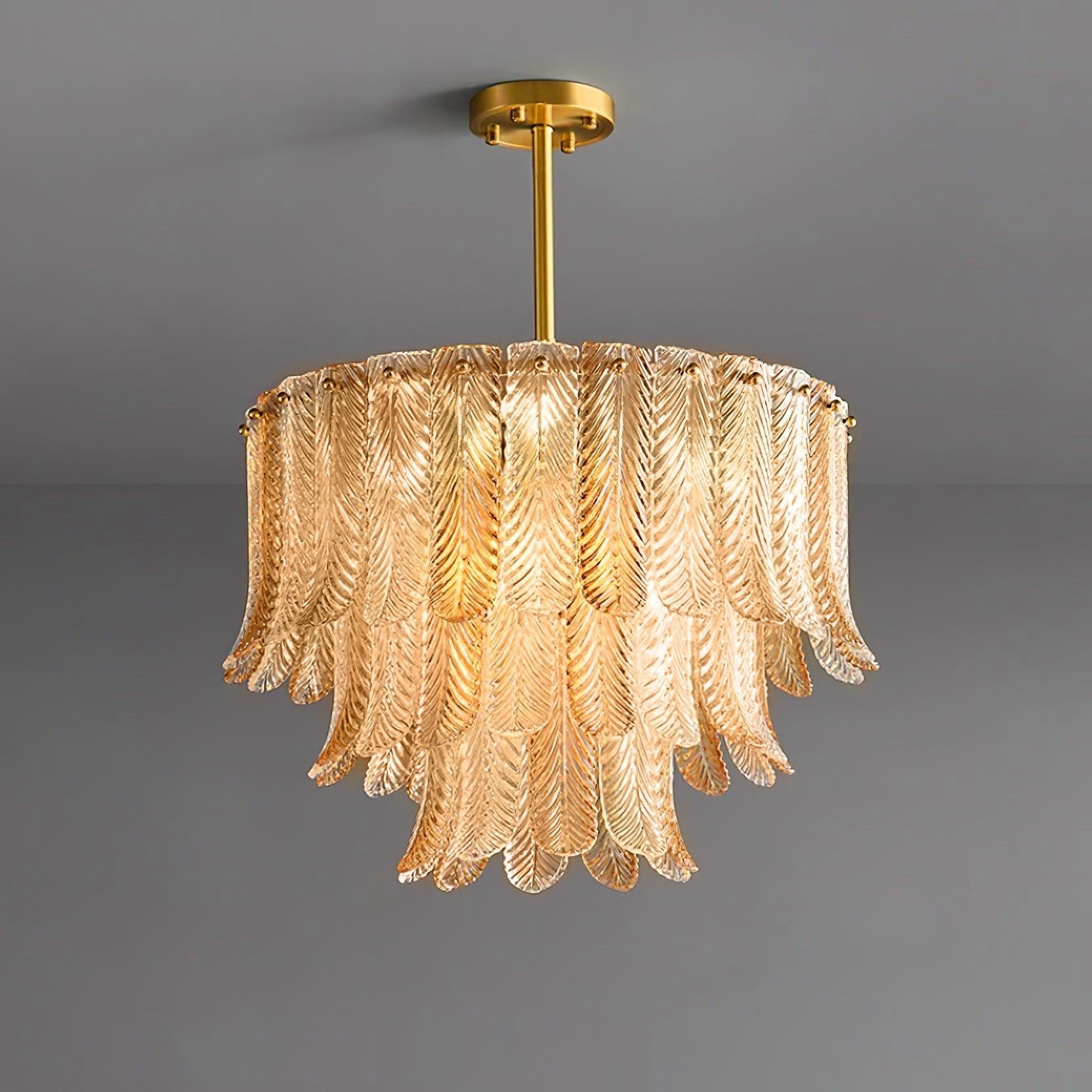 Drelon Chandelier Glass Leaf Gold Tapered-Neutral Decor