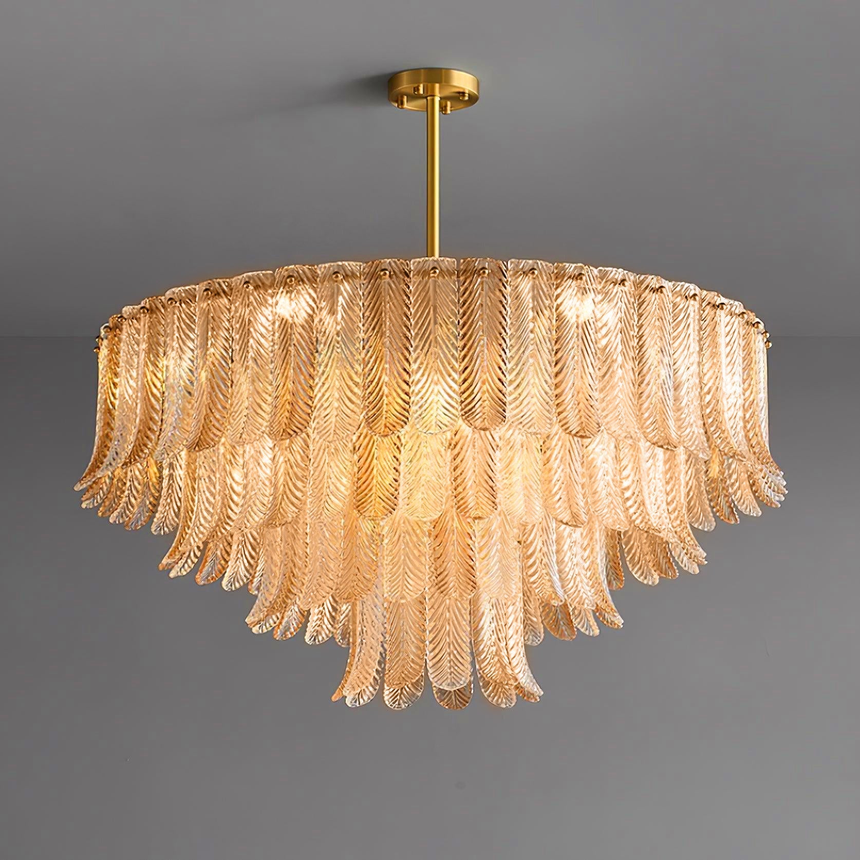 Drelon Chandelier Glass Leaf Gold Tapered-Neutral Decor