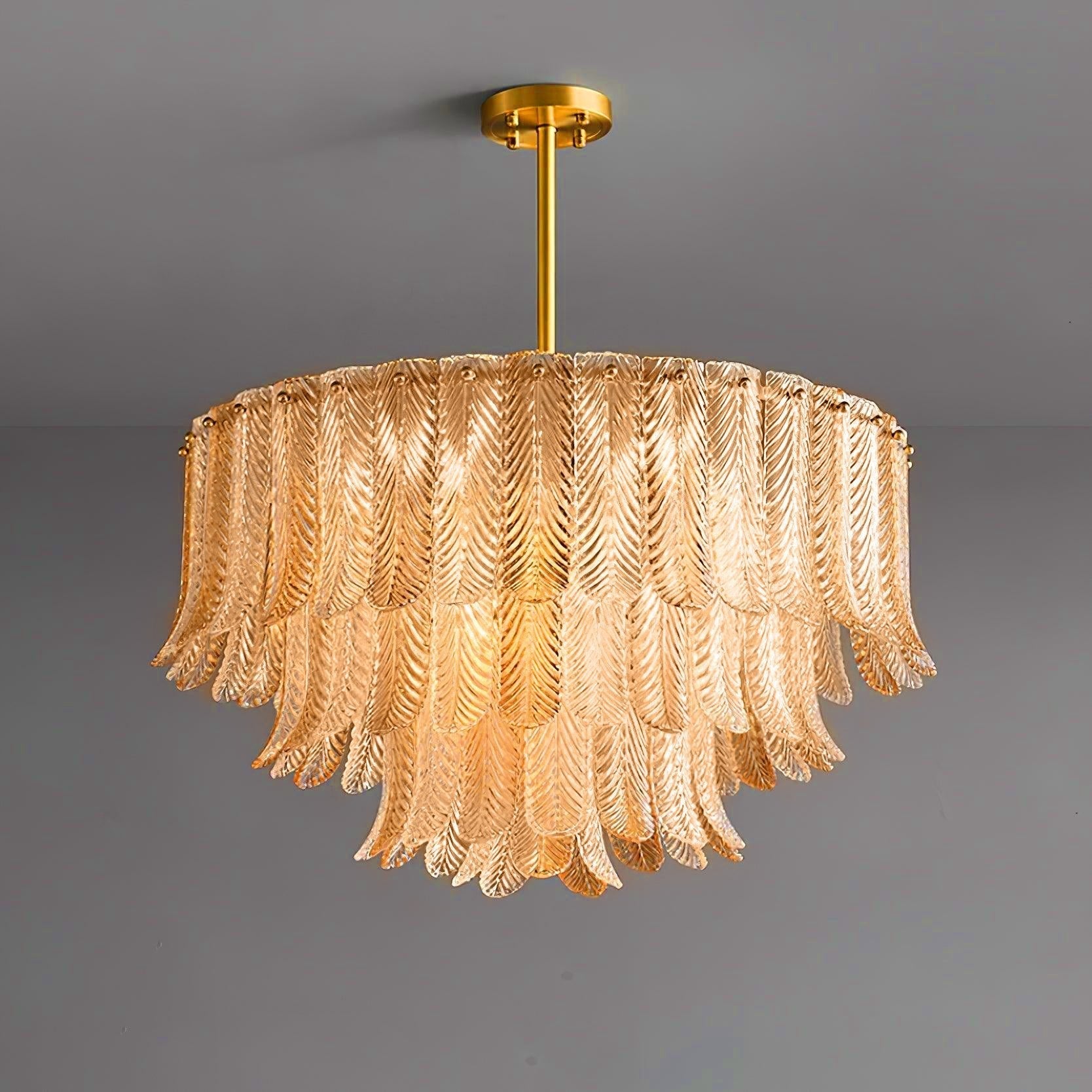 Drelon Chandelier Glass Leaf Gold Tapered-Neutral Decor