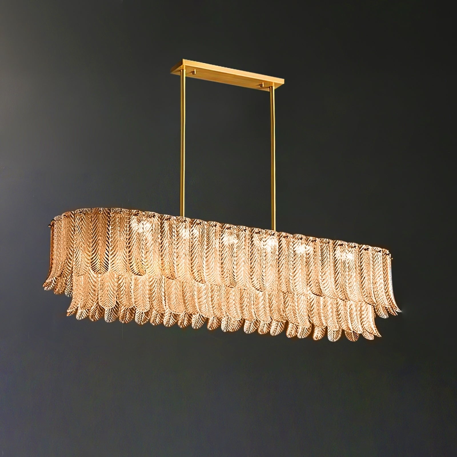 Drelon Chandelier Glass Leaf Gold Tapered-Neutral Decor