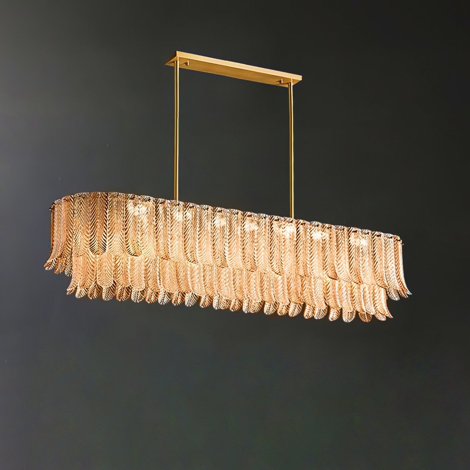Drelon Chandelier Glass Leaf Gold Tapered-Neutral Decor