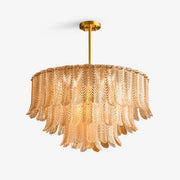 Drelon Chandelier Glass Leaf Gold Tapered-Neutral Decor