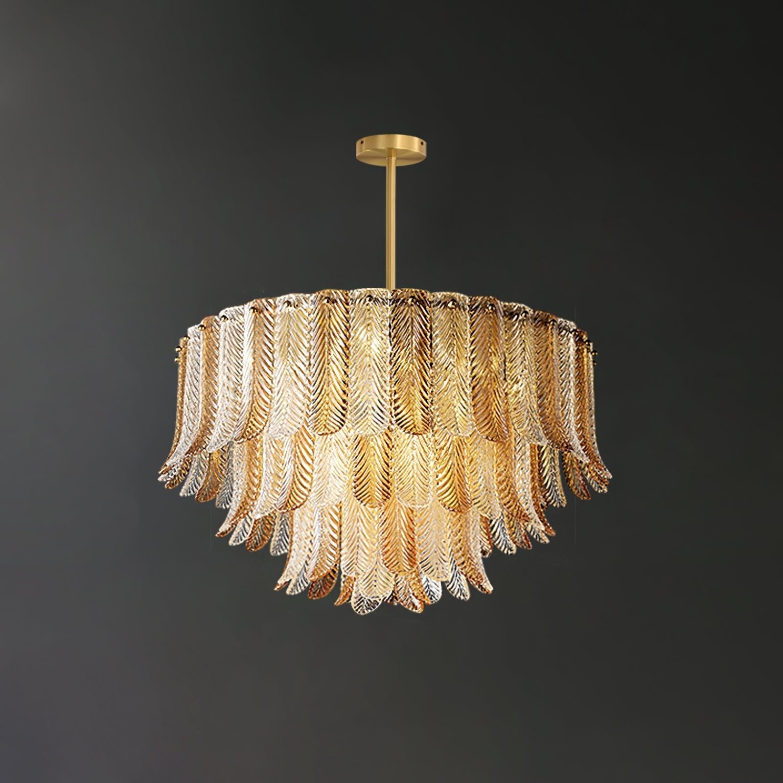 Drelon Chandelier Glass Leaf Gold Tapered-Neutral Decor