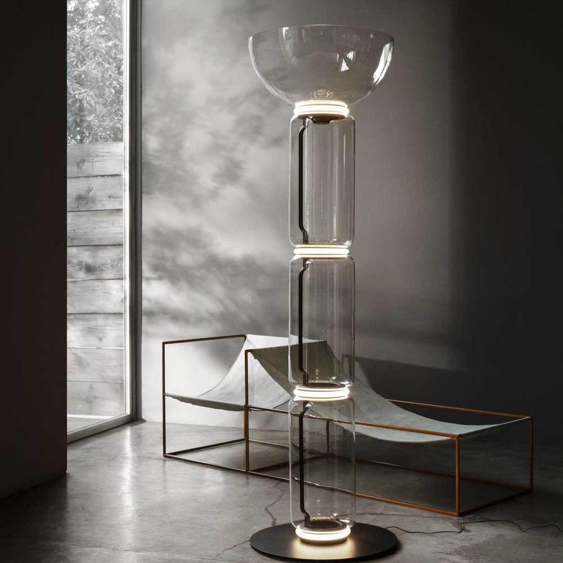 Cyrilys Floor Lamp Bamboo Glass-Neutral Decor