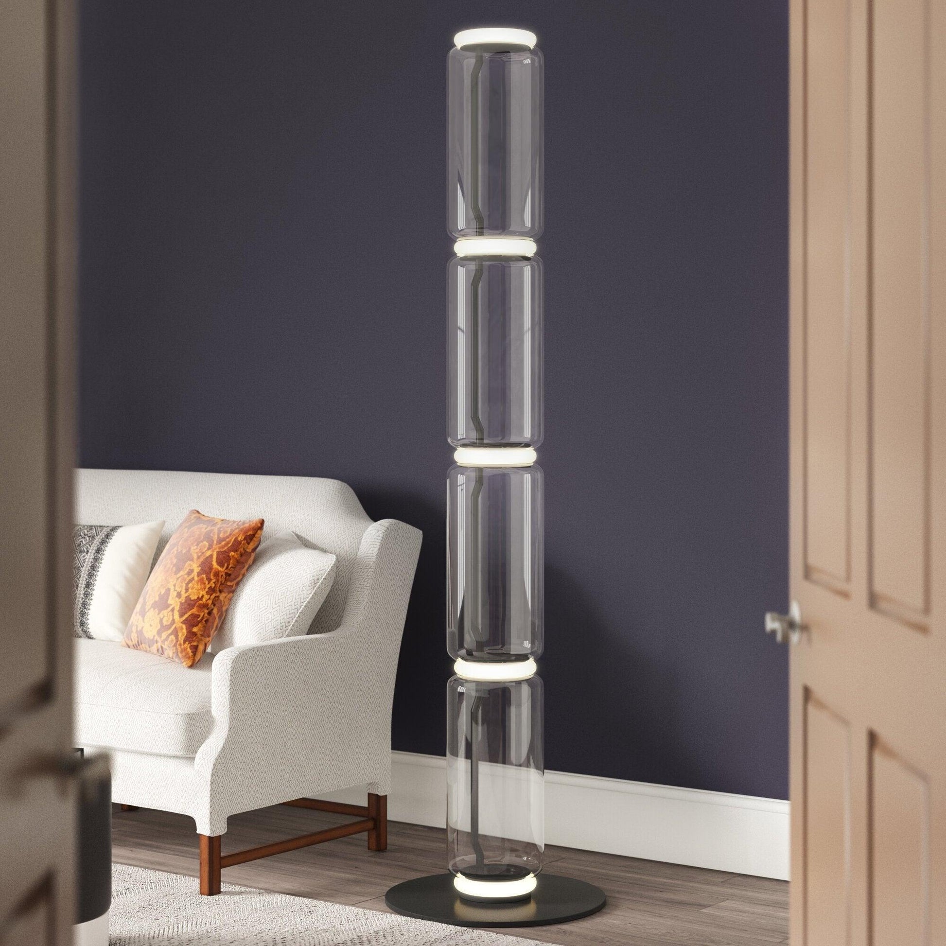 Cyrilys Floor Lamp Bamboo Glass-Neutral Decor