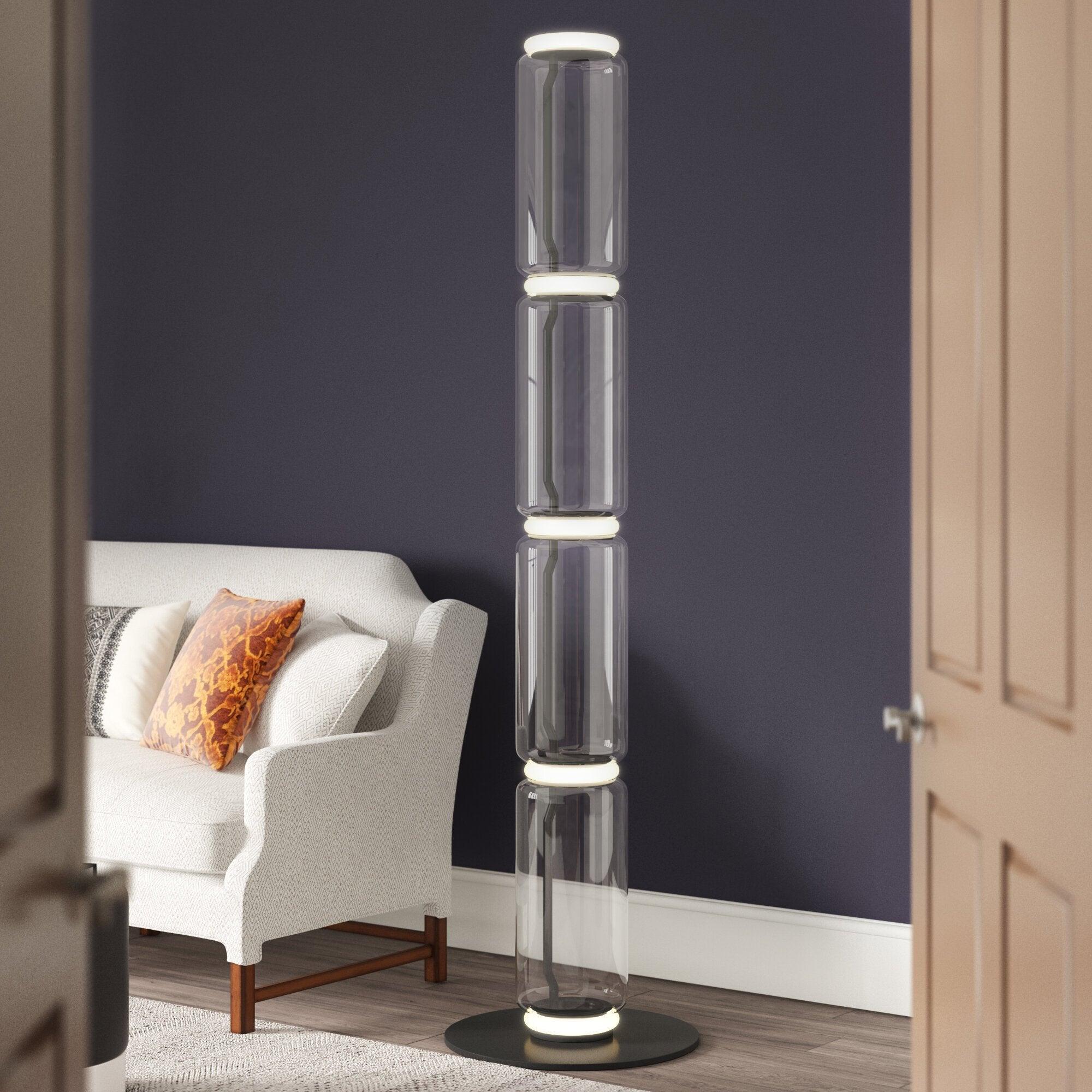 Cyrilys Floor Lamp Bamboo Glass-Neutral Decor
