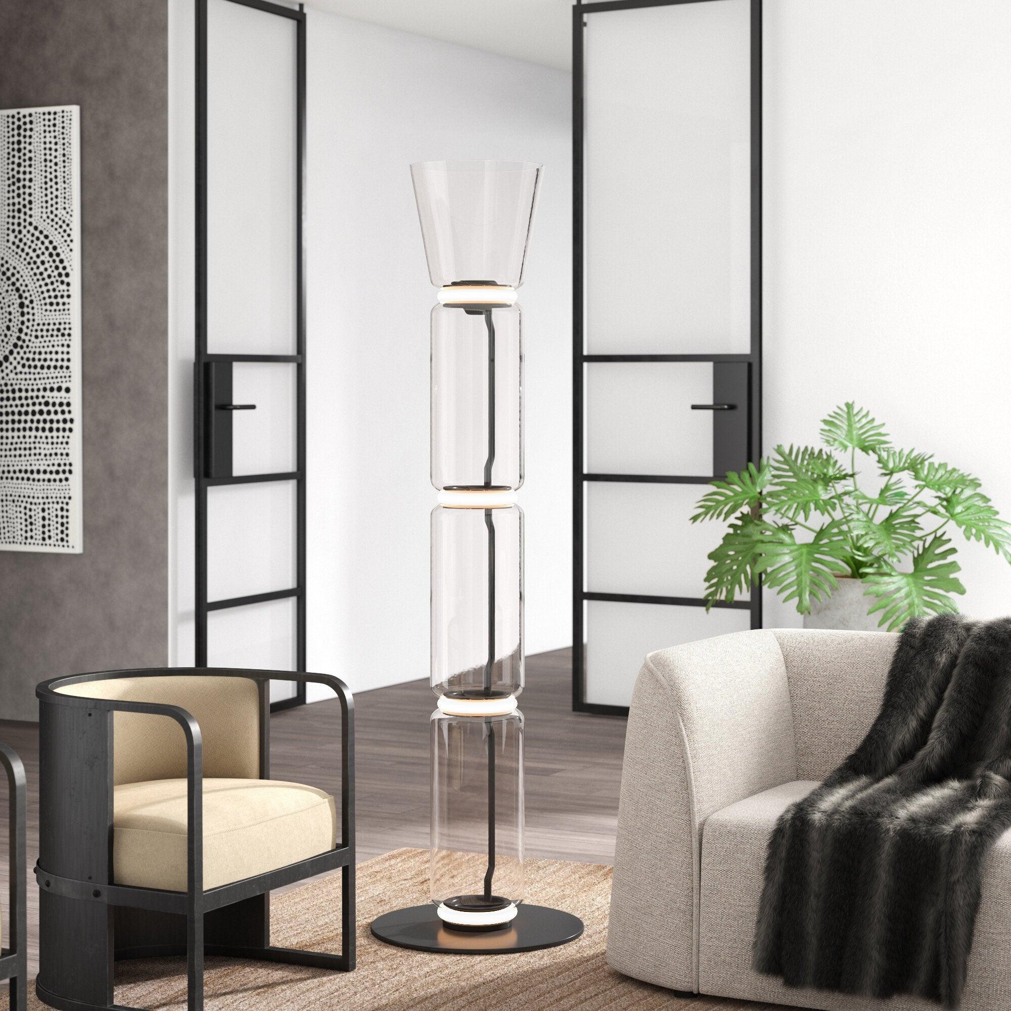 Cyrilys Floor Lamp Bamboo Glass-Neutral Decor
