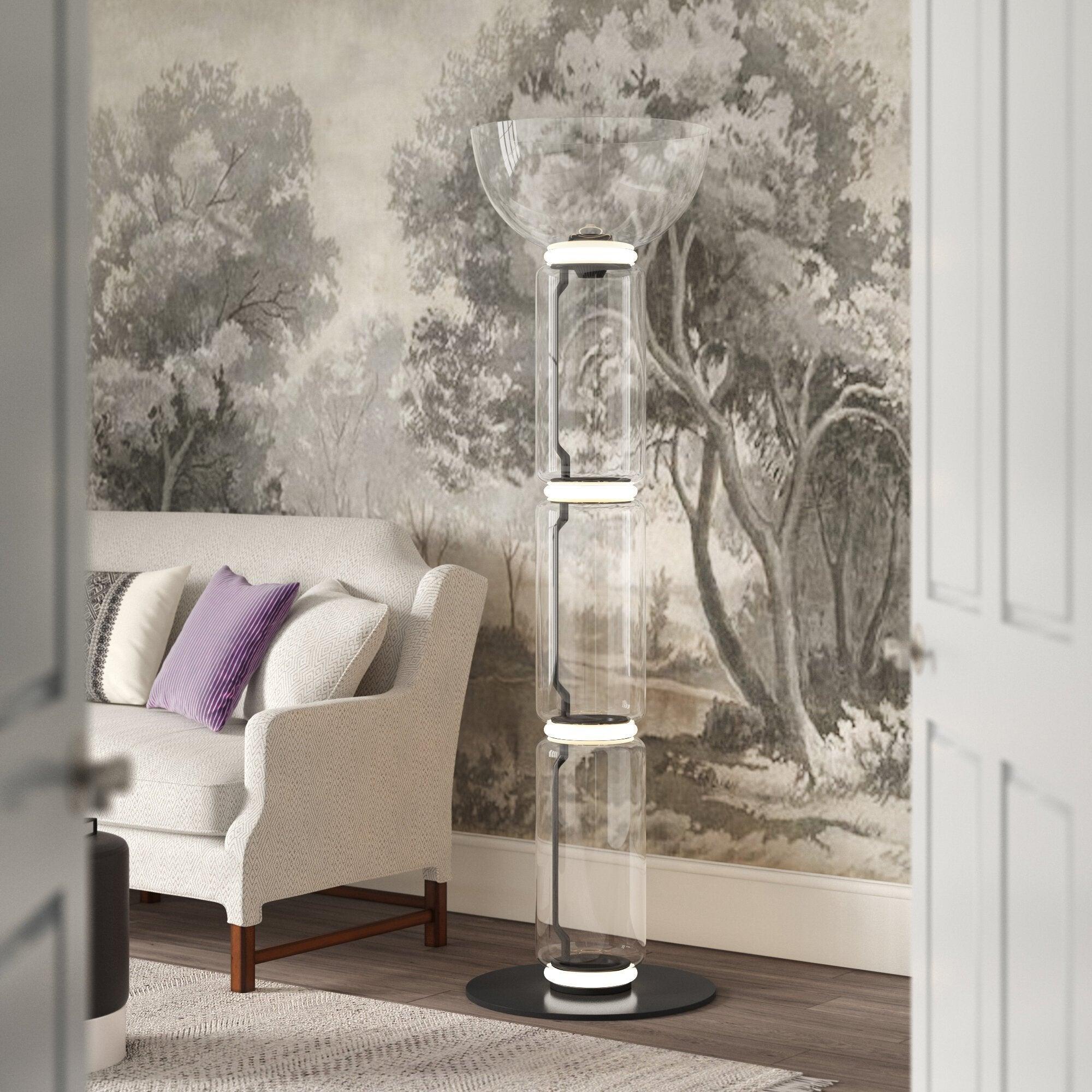 Cyrilys Floor Lamp Bamboo Glass-Neutral Decor