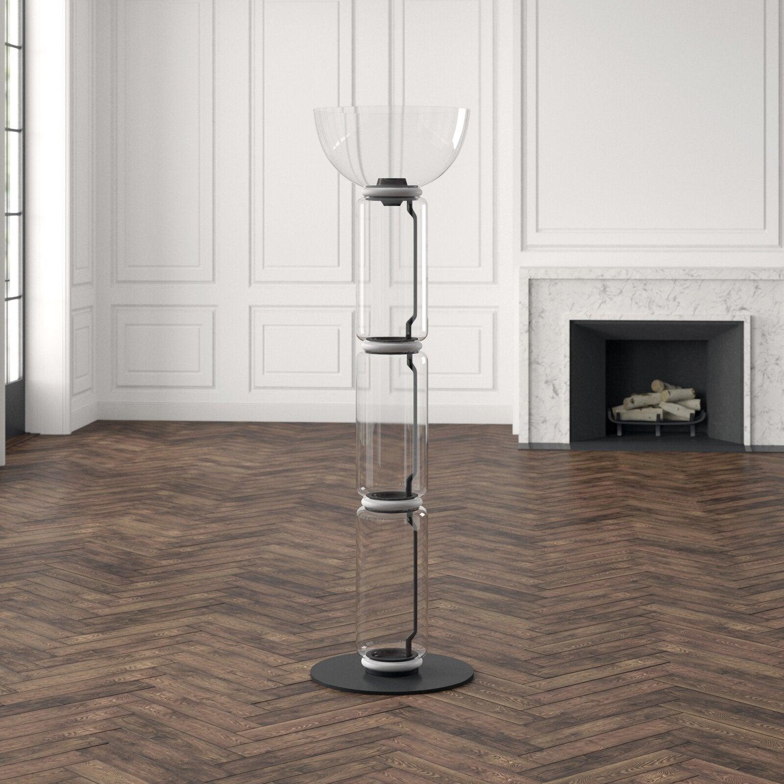 Cyrilys Floor Lamp Bamboo Glass-Neutral Decor