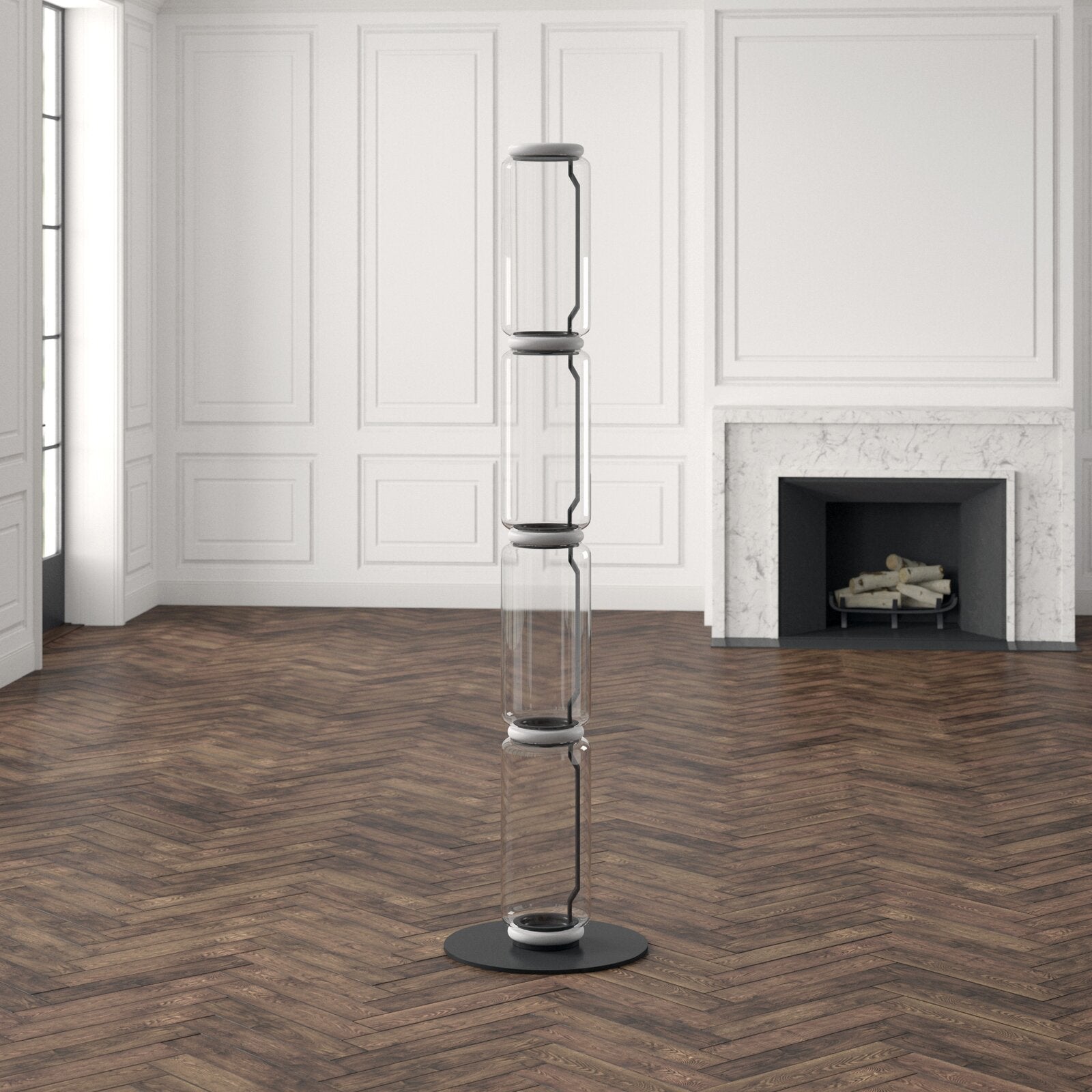 Cyrilys Floor Lamp Bamboo Glass-Neutral Decor