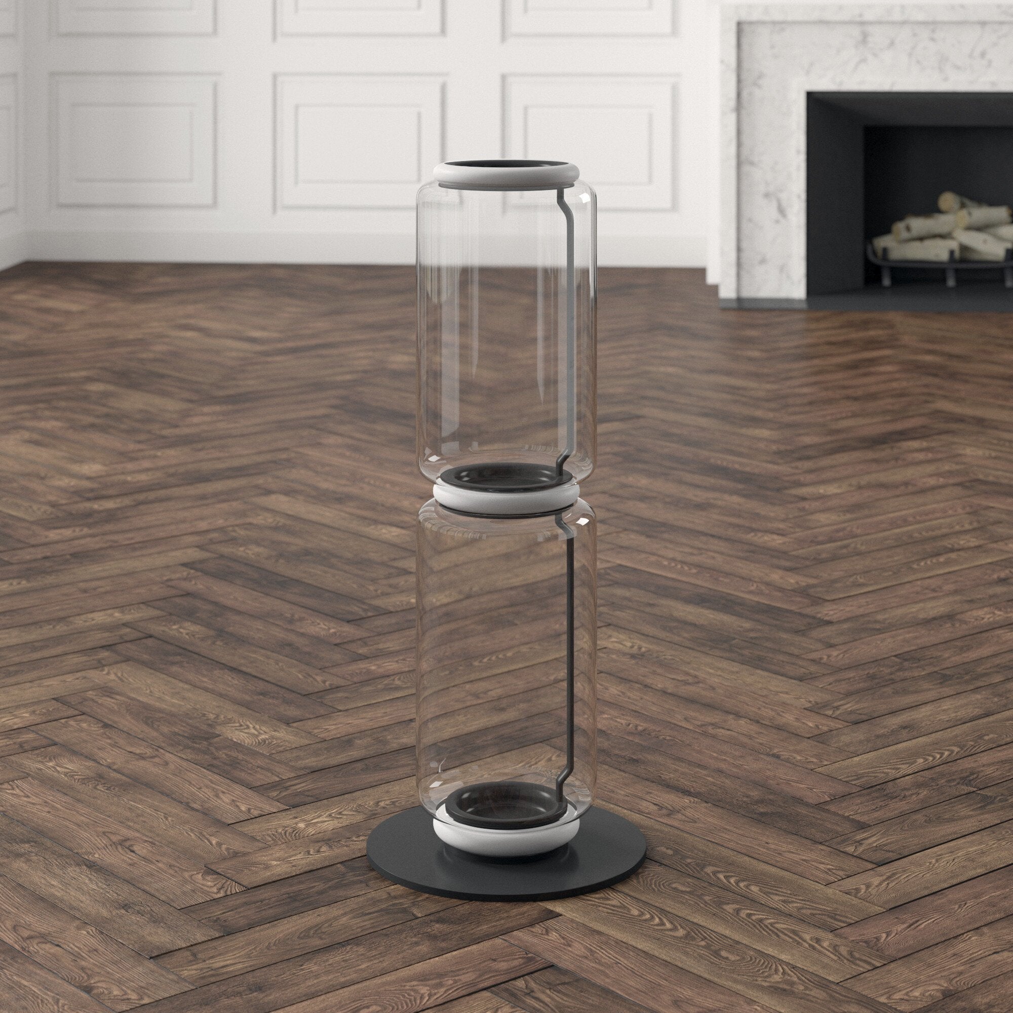 Cyrilys Floor Lamp Bamboo Glass-Neutral Decor
