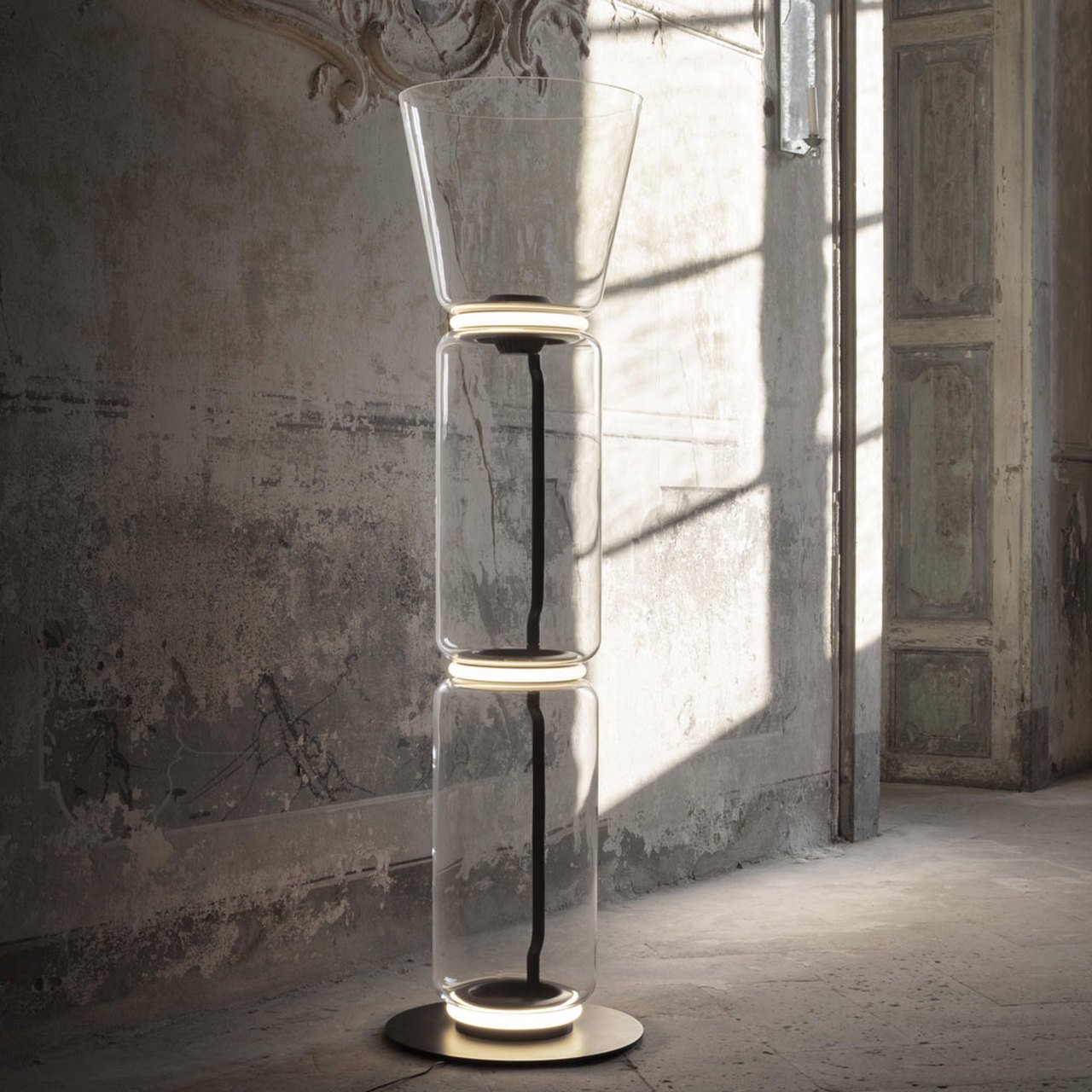 Cyrilys Floor Lamp Bamboo Glass-Neutral Decor