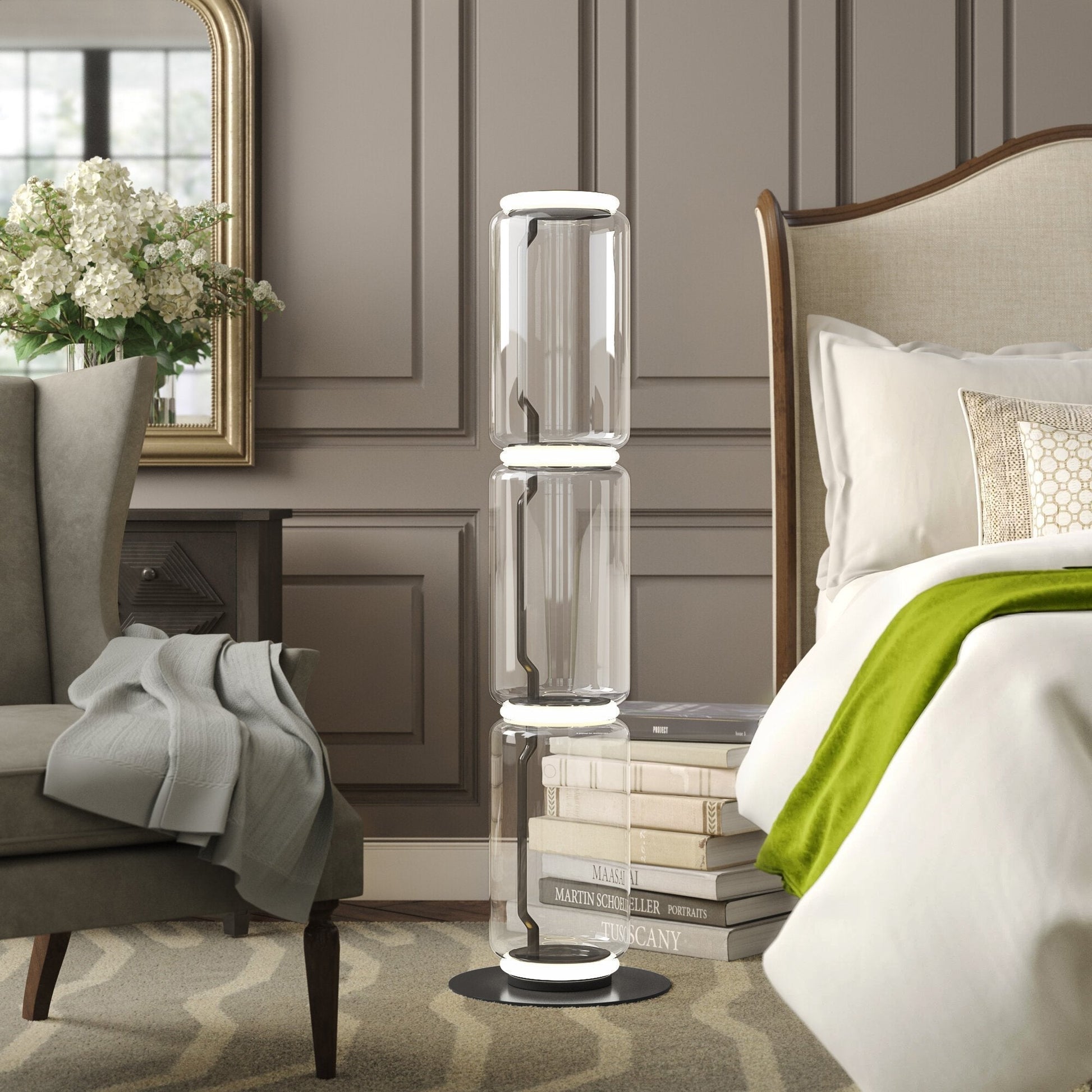 Cyrilys Floor Lamp Bamboo Glass-Neutral Decor
