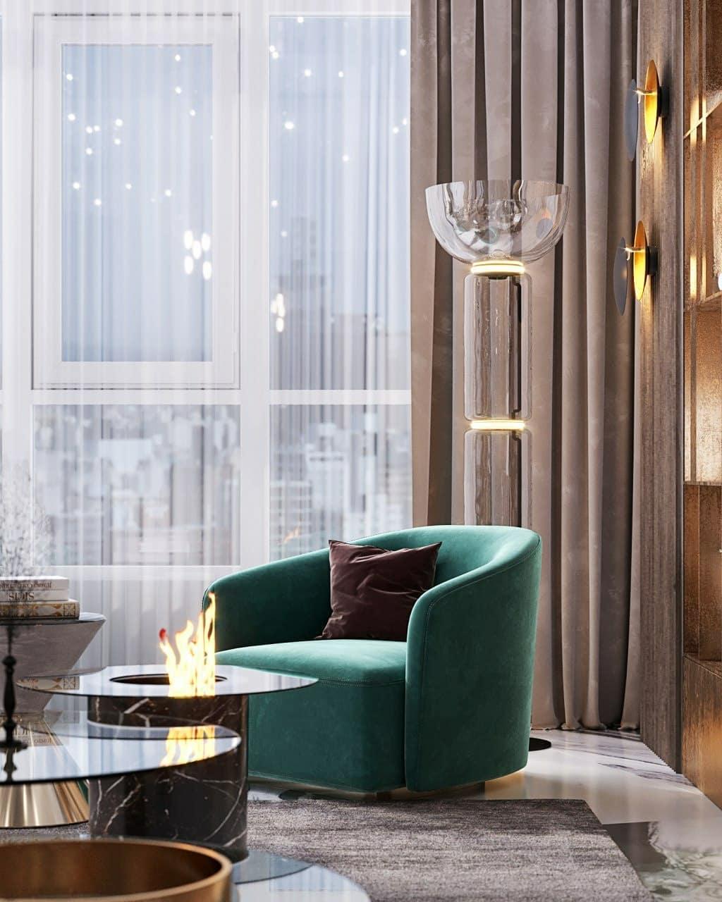 Cyrilys Floor Lamp Bamboo Glass-Neutral Decor