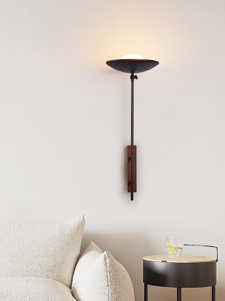 Fawn Sunflower Modern Black Travertine Wall Lamp-Neutral Decor