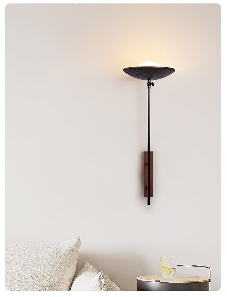 Fawn Sunflower Modern Black Travertine Wall Lamp-Neutral Decor
