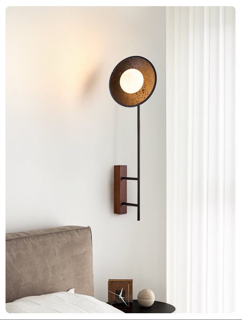 Fawn Sunflower Modern Black Travertine Wall Lamp-Neutral Decor