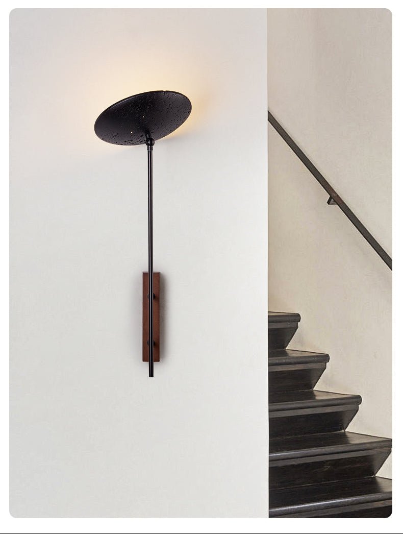 Fawn Sunflower Modern Black Travertine Wall Lamp-Neutral Decor