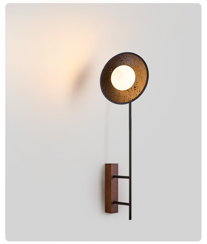Fawn Sunflower Modern Black Travertine Wall Lamp-Neutral Decor