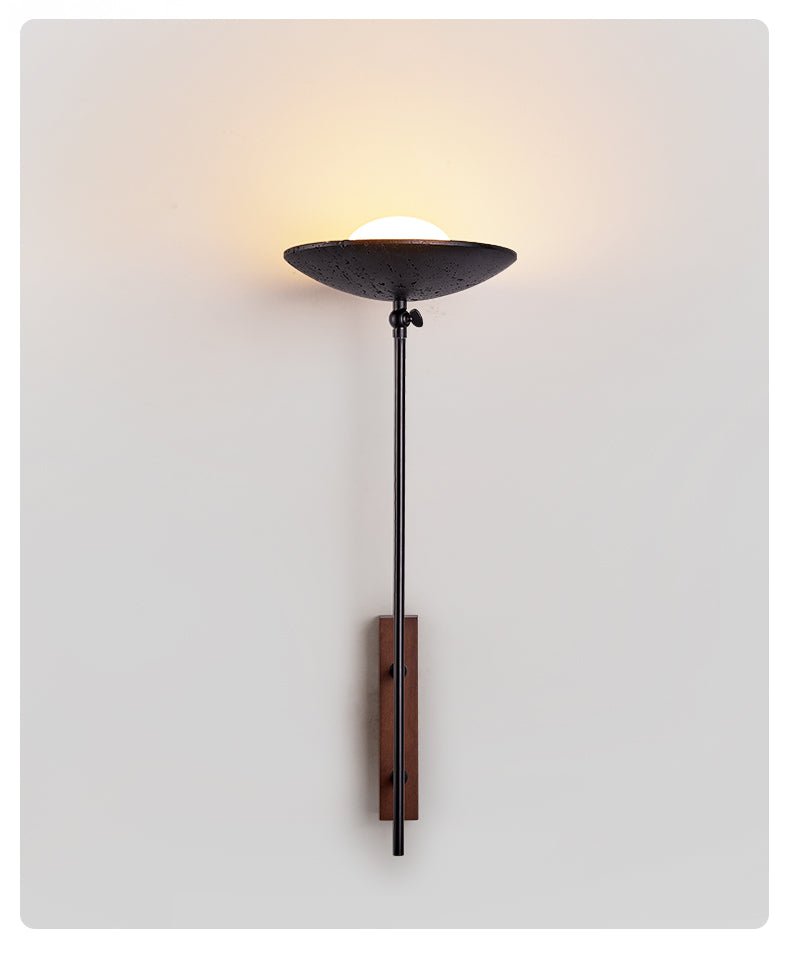 Fawn Sunflower Modern Black Travertine Wall Lamp-Neutral Decor