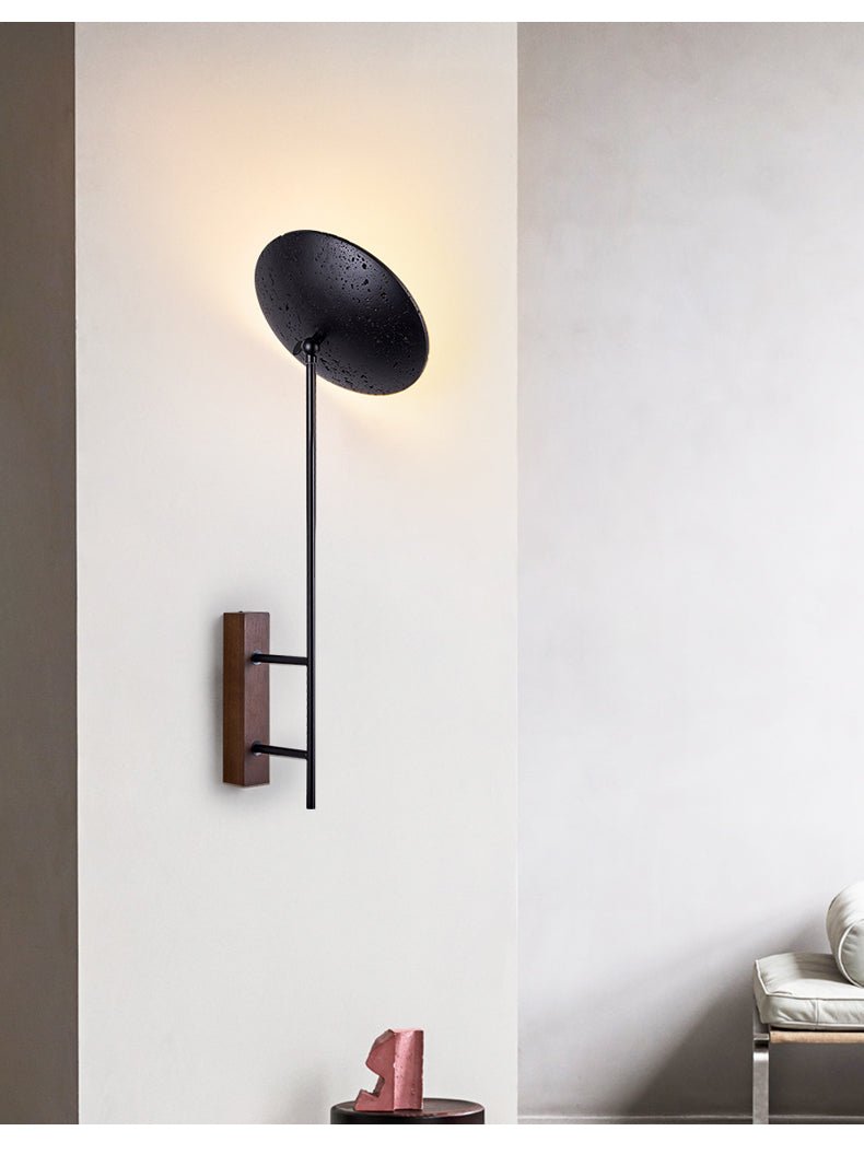 Fawn Sunflower Modern Black Travertine Wall Lamp-Neutral Decor