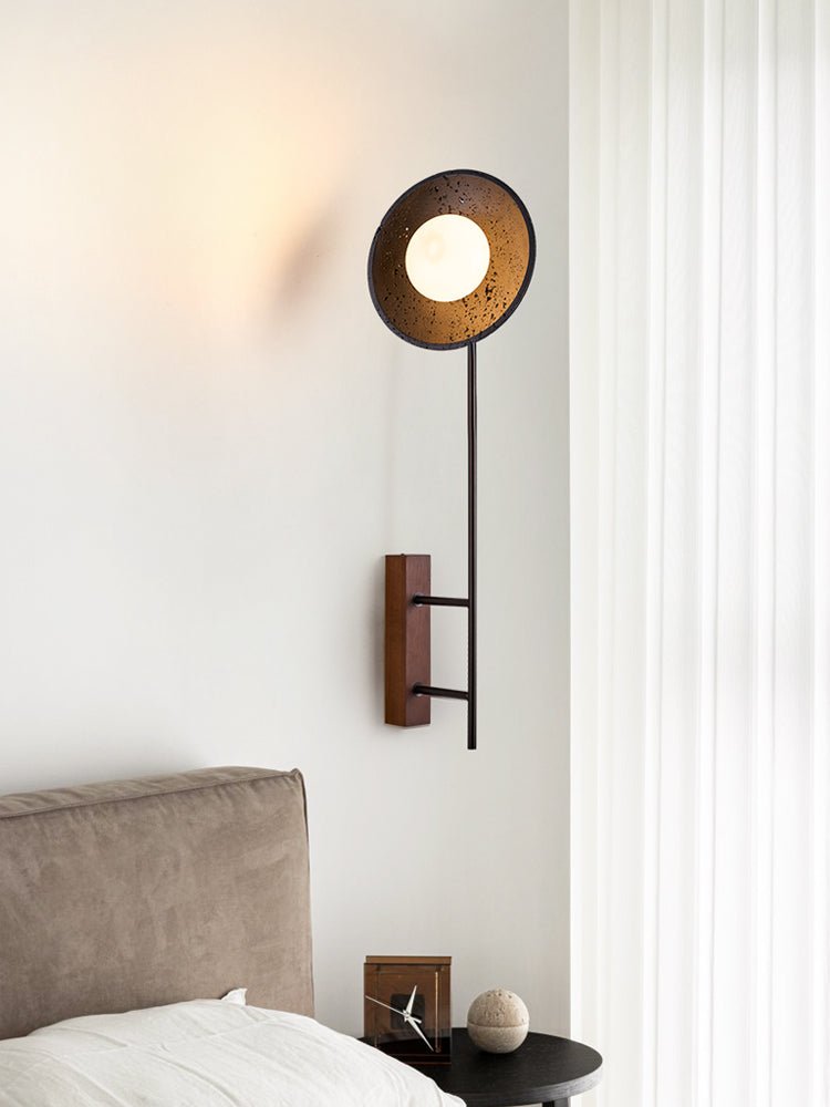 Fawn Sunflower Modern Black Travertine Wall Lamp-Neutral Decor