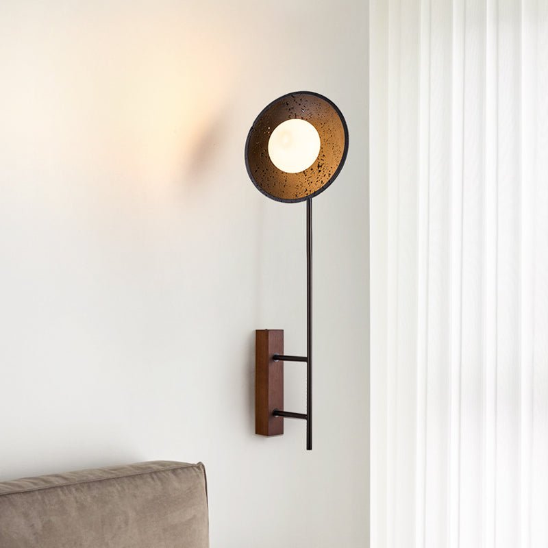 Fawn Sunflower Modern Black Travertine Wall Lamp-Neutral Decor