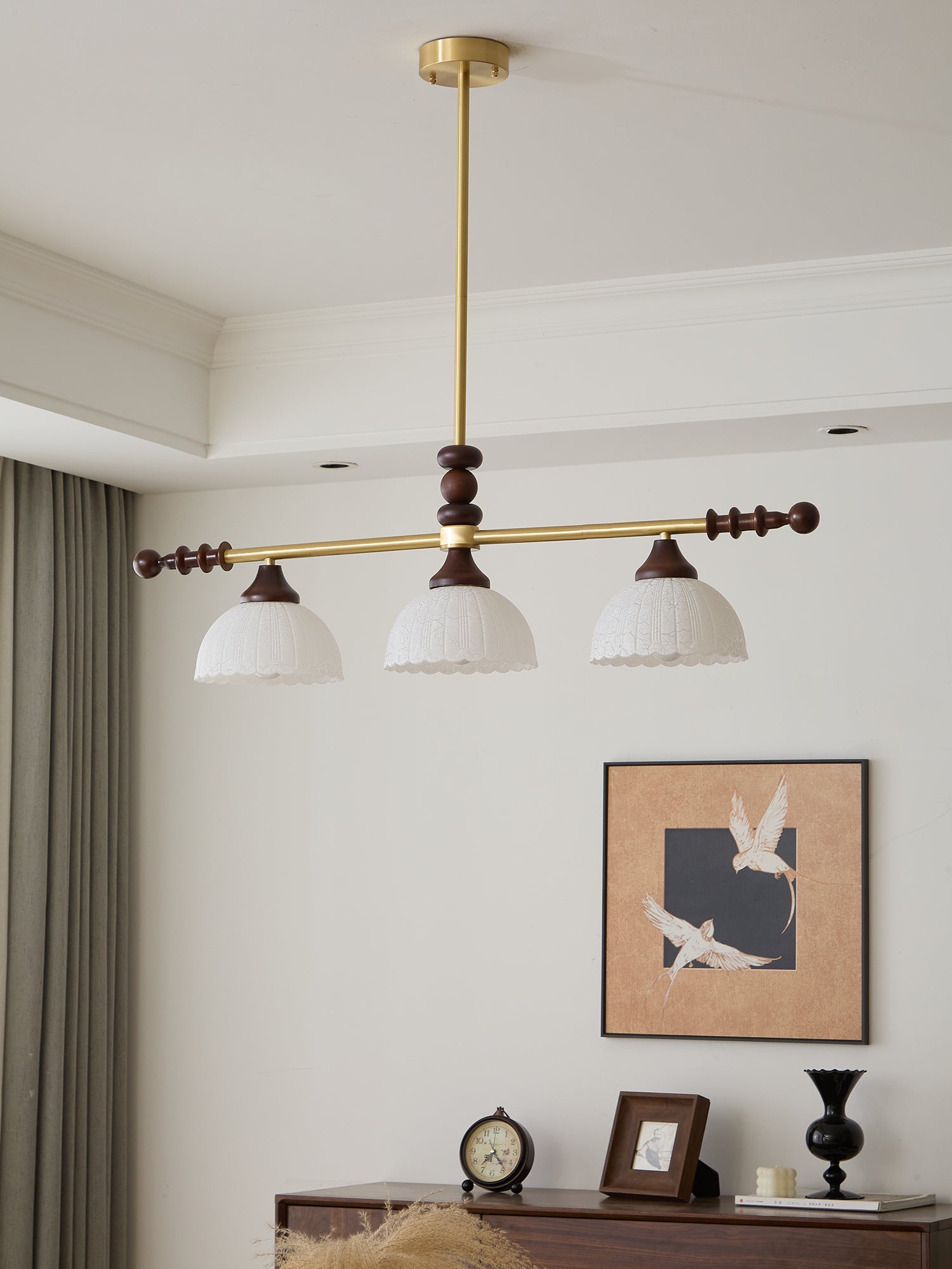 Codoriel Traditional Balance Island Wood Glass Pendant Lamp-Neutral Decor