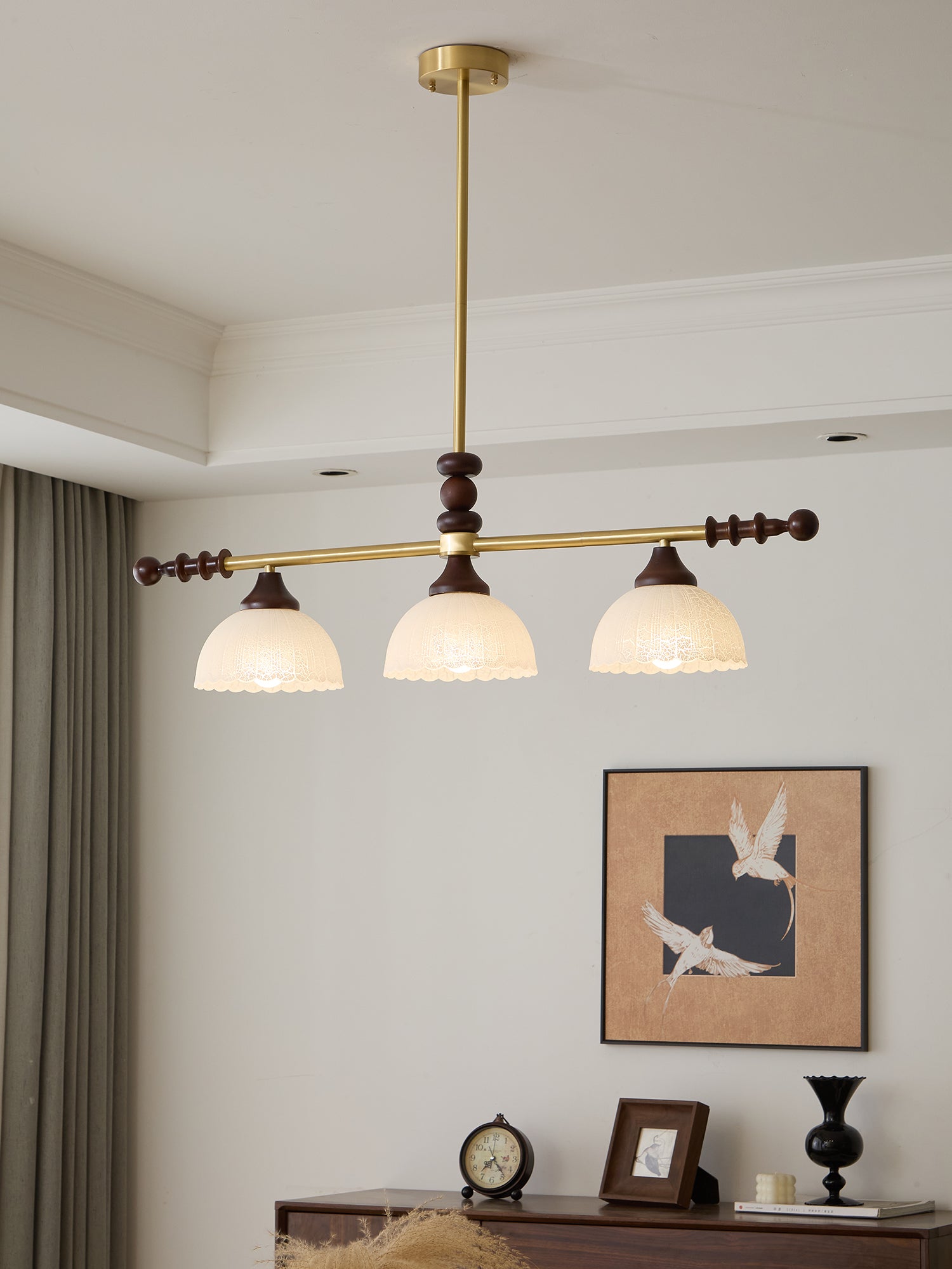 Codoriel Traditional Balance Island Wood Glass Pendant Lamp-Neutral Decor