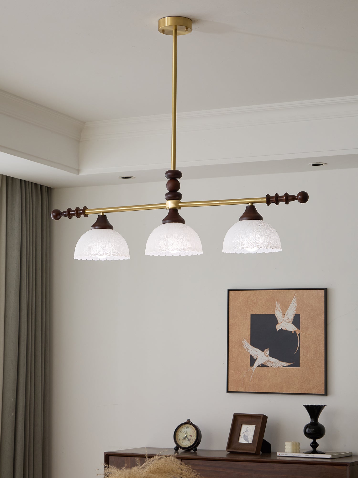Codoriel Traditional Balance Island Wood Glass Pendant Lamp-Neutral Decor