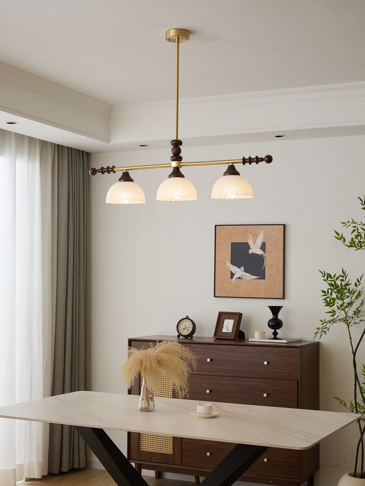 Codoriel Traditional Balance Island Wood Glass Pendant Lamp-Neutral Decor