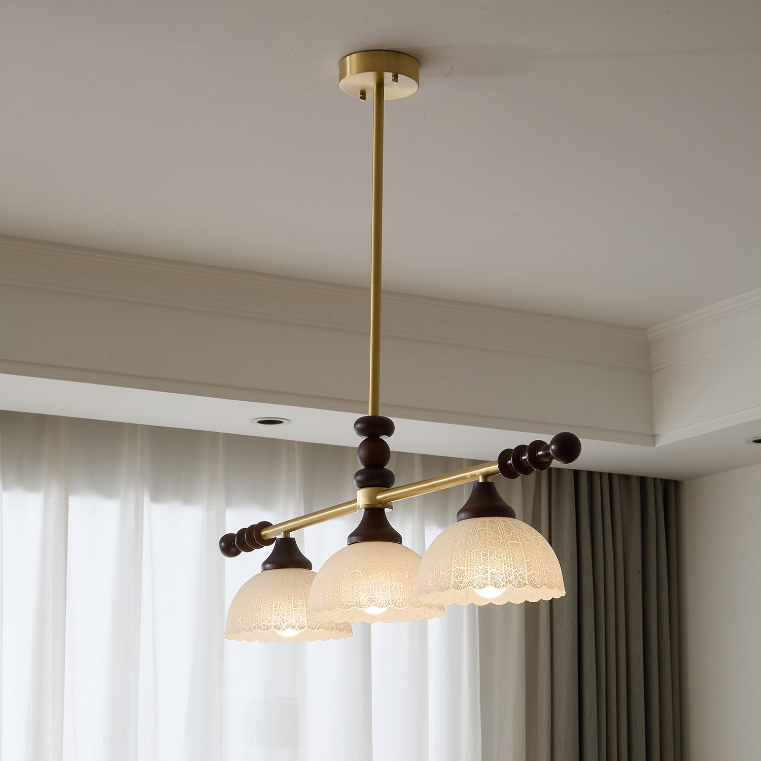 Codoriel Traditional Balance Island Wood Glass Pendant Lamp-Neutral Decor