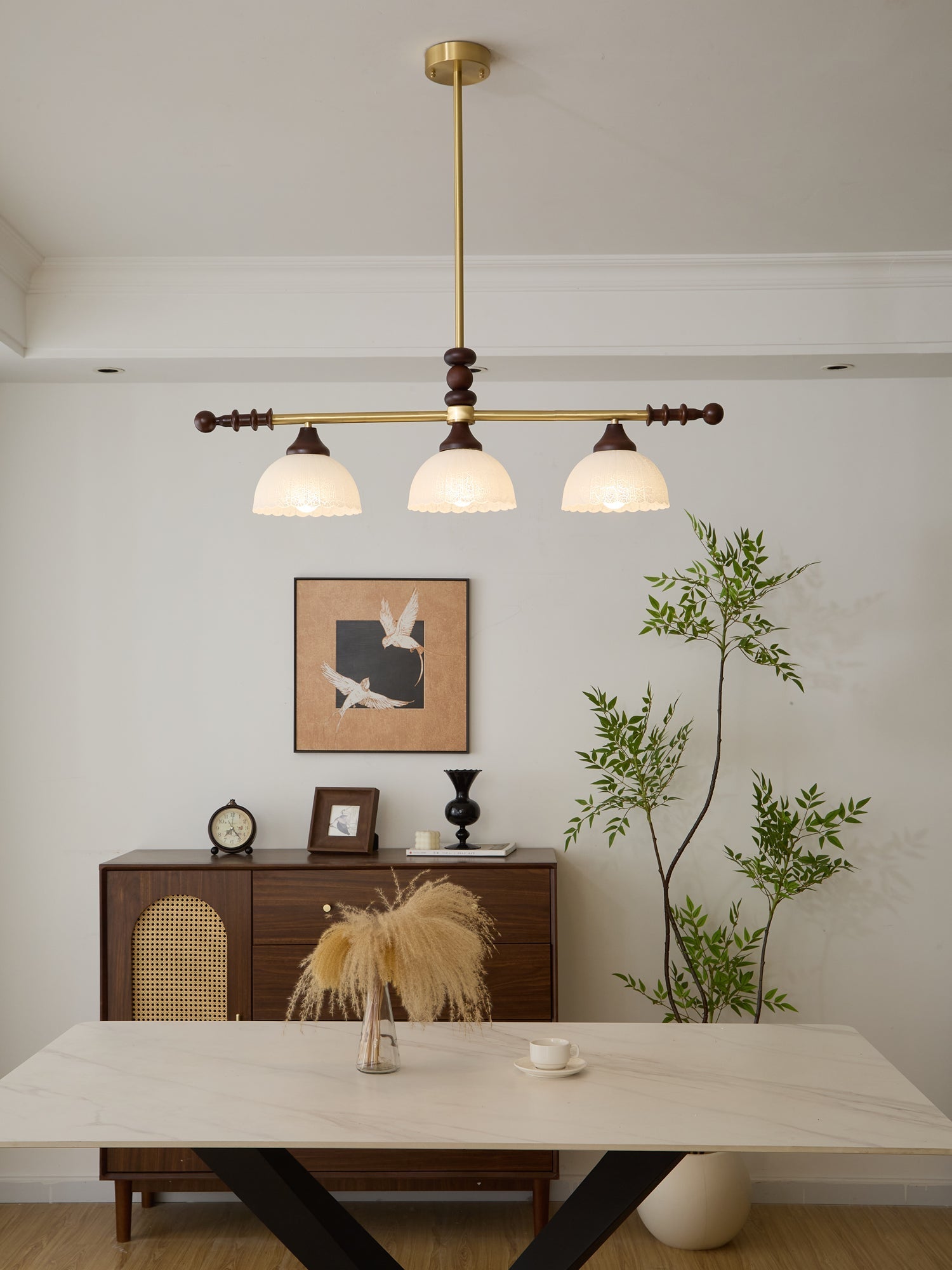 Codoriel Traditional Balance Island Wood Glass Pendant Lamp-Neutral Decor