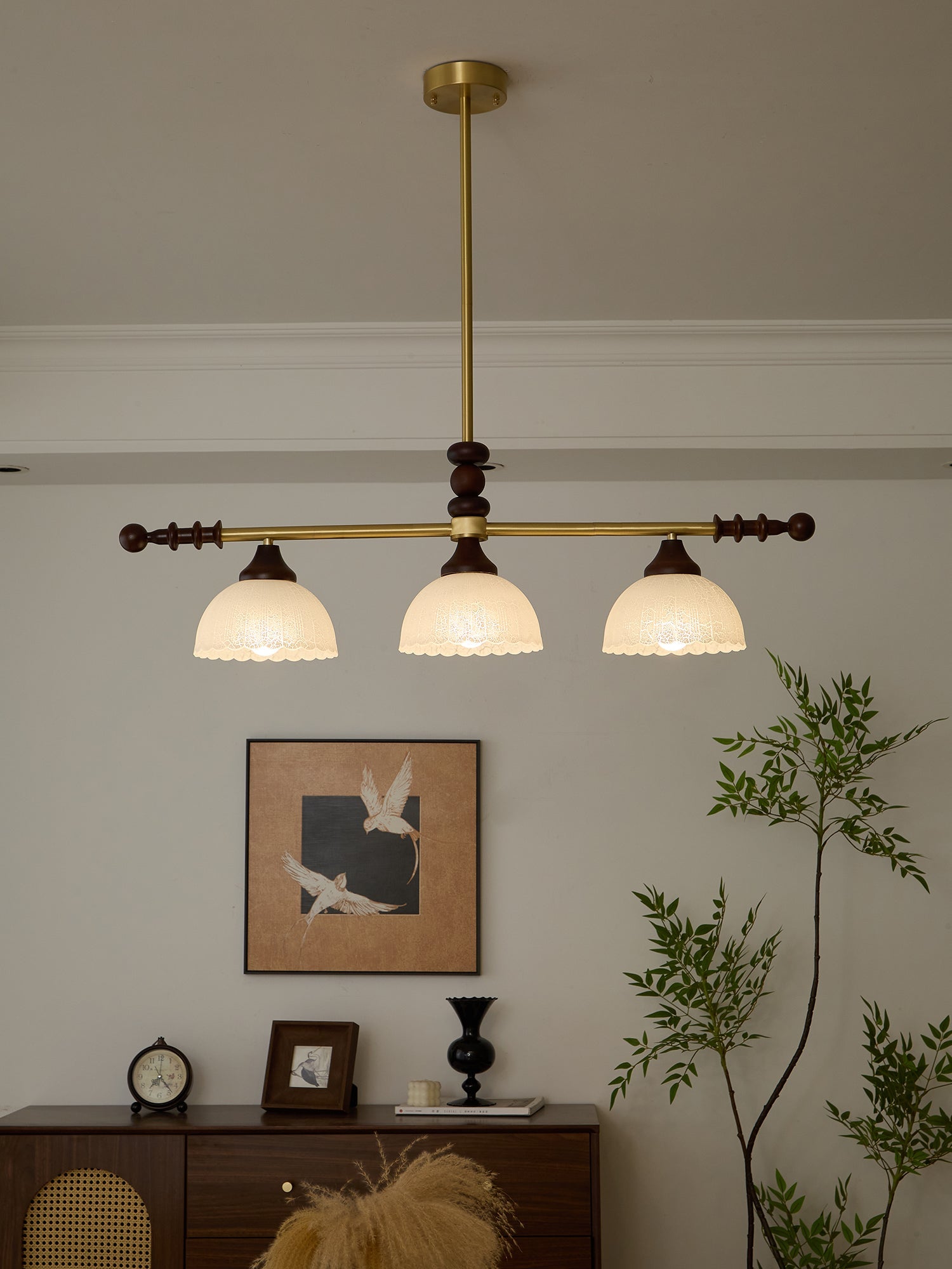 Codoriel Traditional Balance Island Wood Glass Pendant Lamp-Neutral Decor