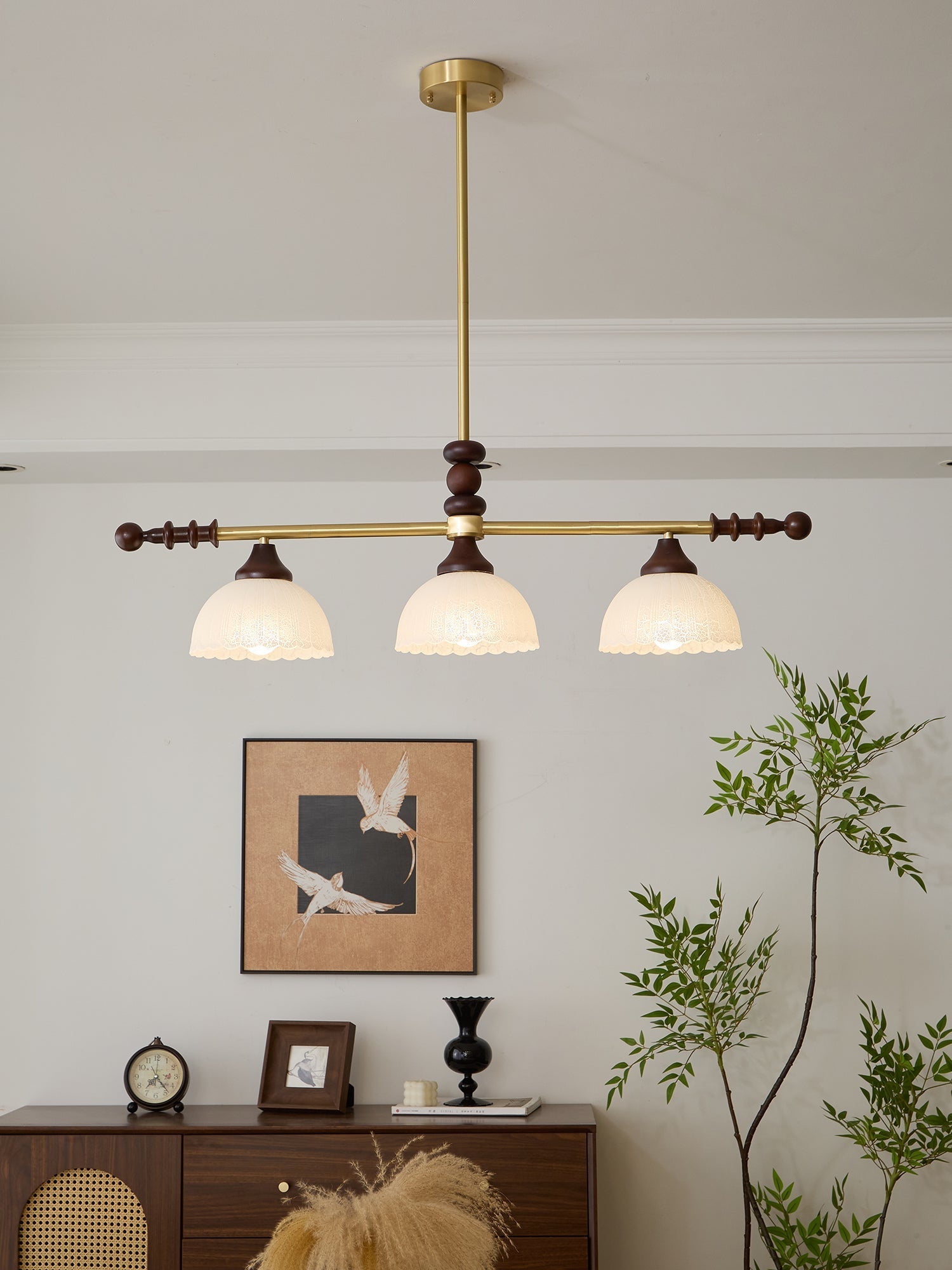 Codoriel Traditional Balance Island Wood Glass Pendant Lamp-Neutral Decor