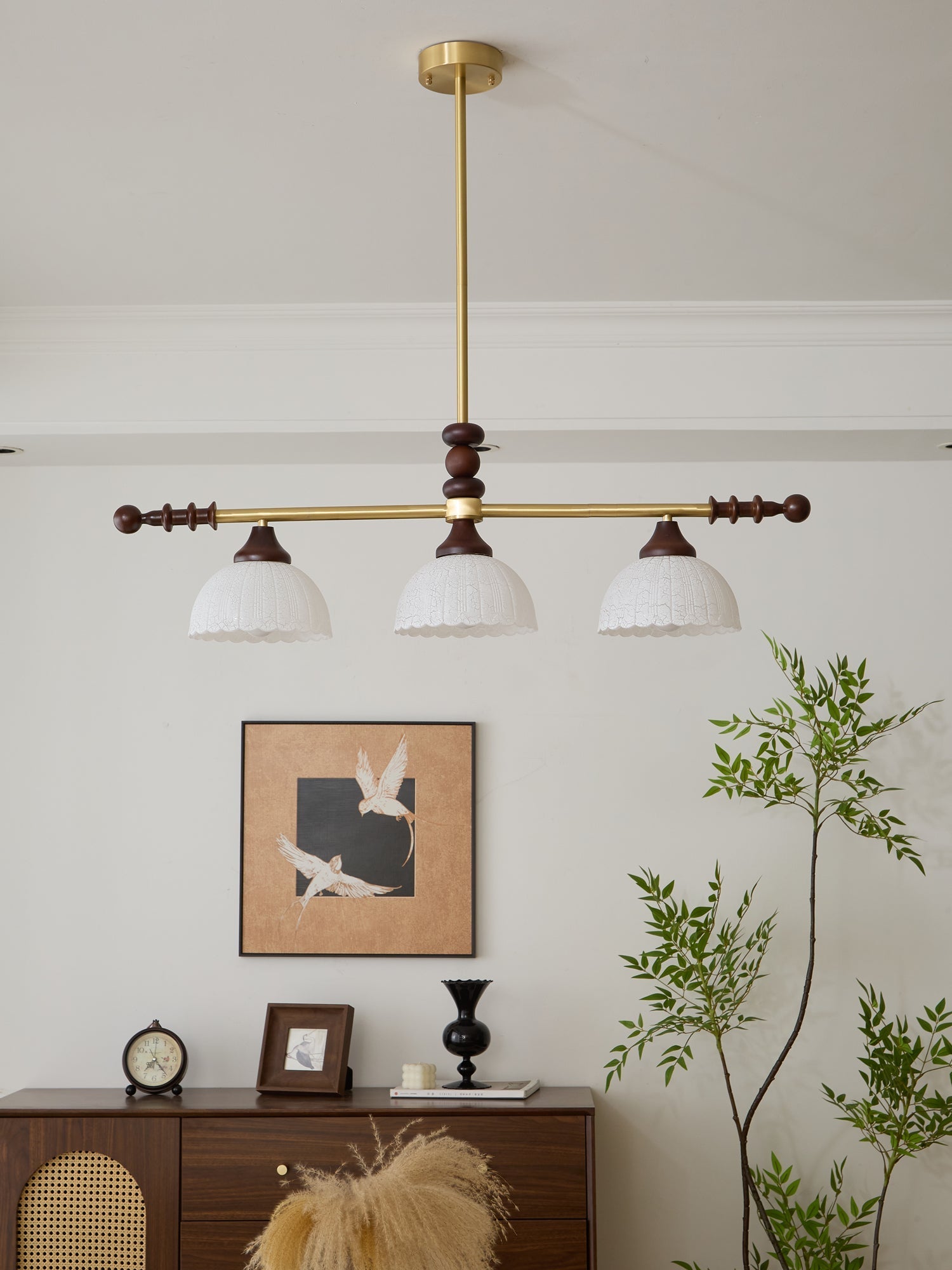 Codoriel Traditional Balance Island Wood Glass Pendant Lamp-Neutral Decor