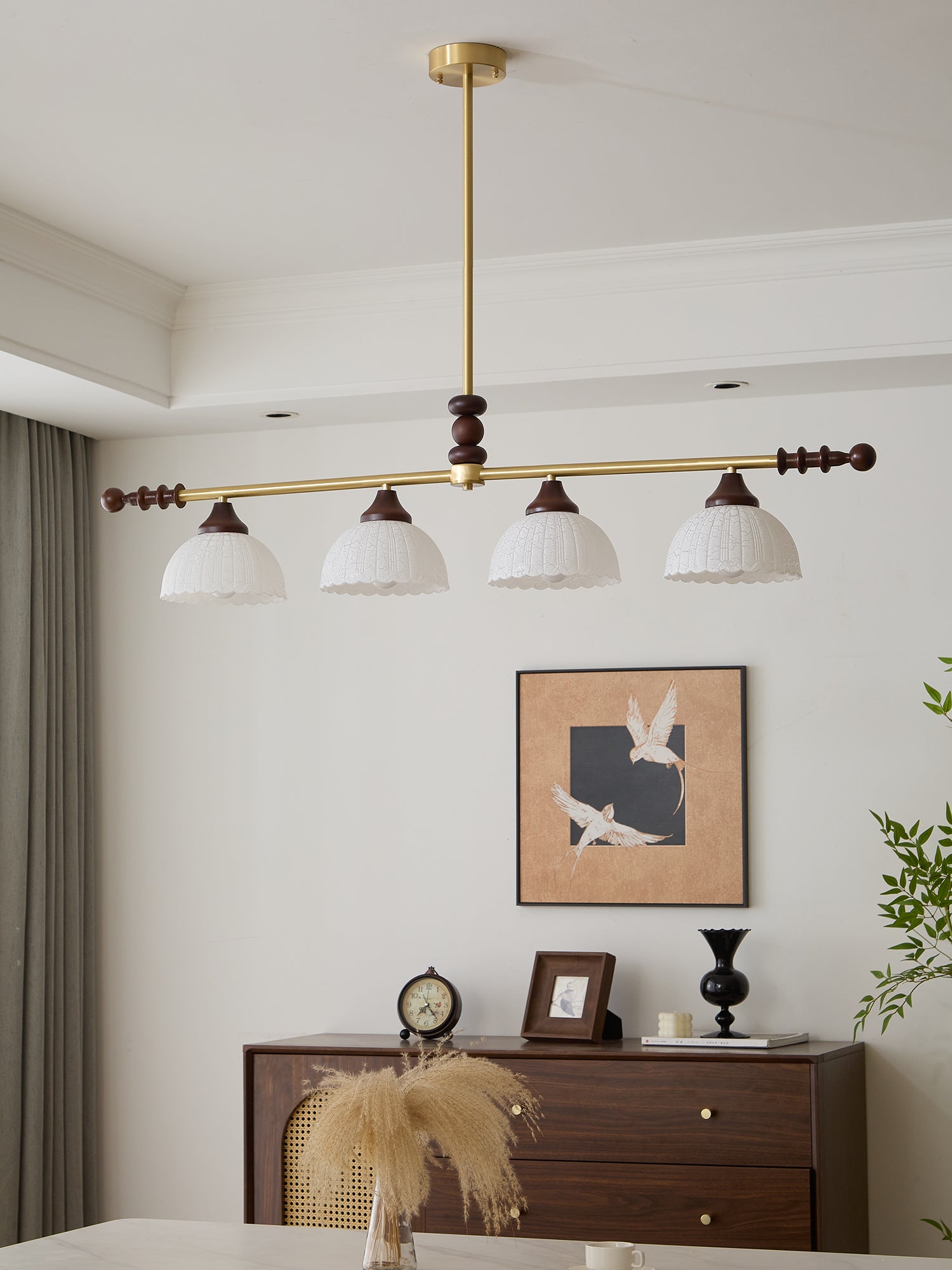 Codoriel Traditional Balance Island Wood Glass Pendant Lamp-Neutral Decor