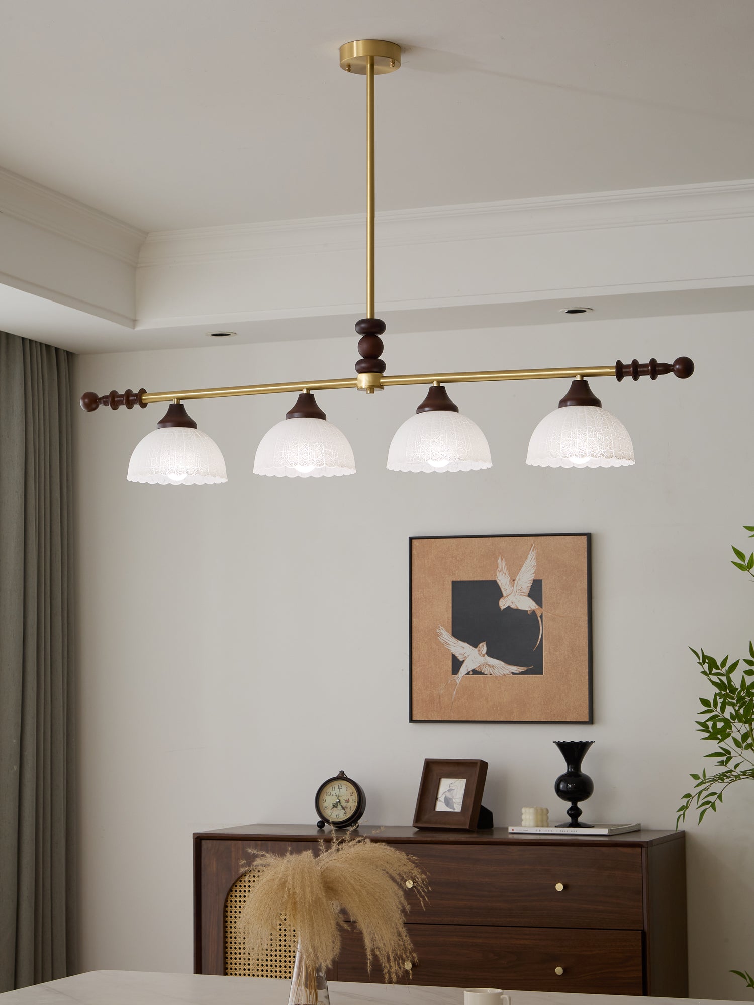 Codoriel Traditional Balance Island Wood Glass Pendant Lamp-Neutral Decor