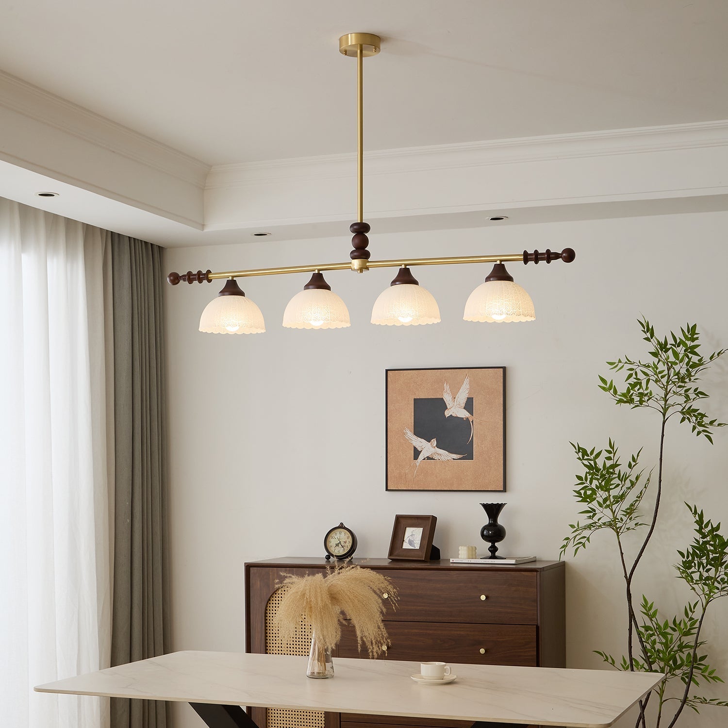 Codoriel Traditional Balance Island Wood Glass Pendant Lamp-Neutral Decor