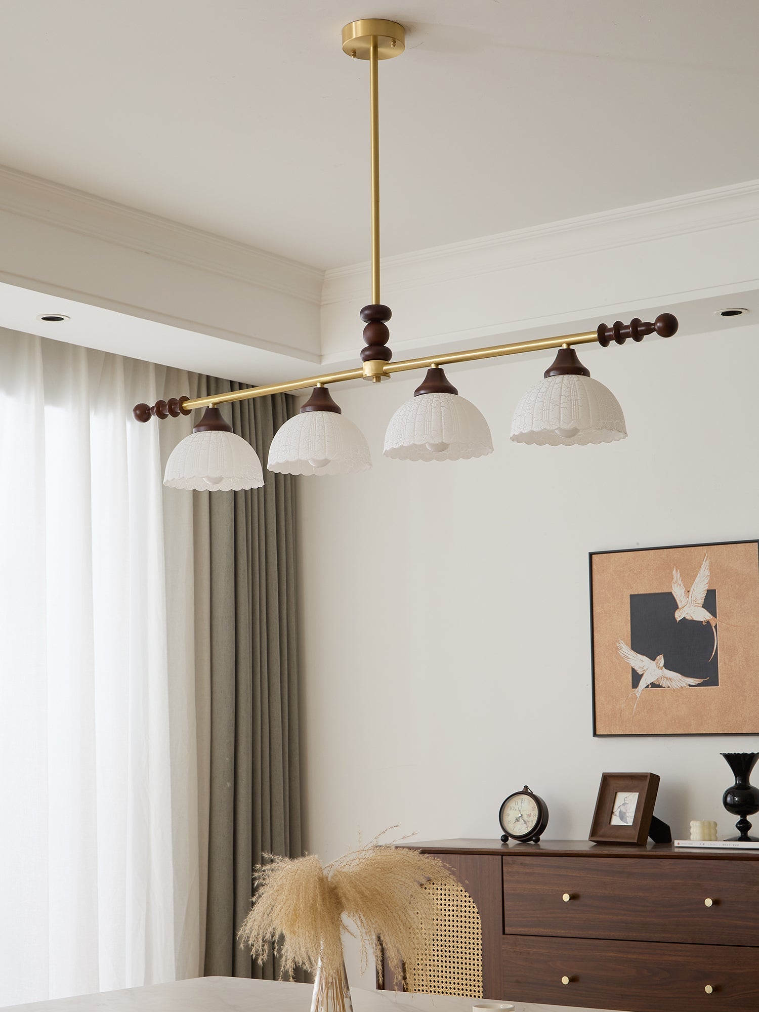 Codoriel Traditional Balance Island Wood Glass Pendant Lamp-Neutral Decor