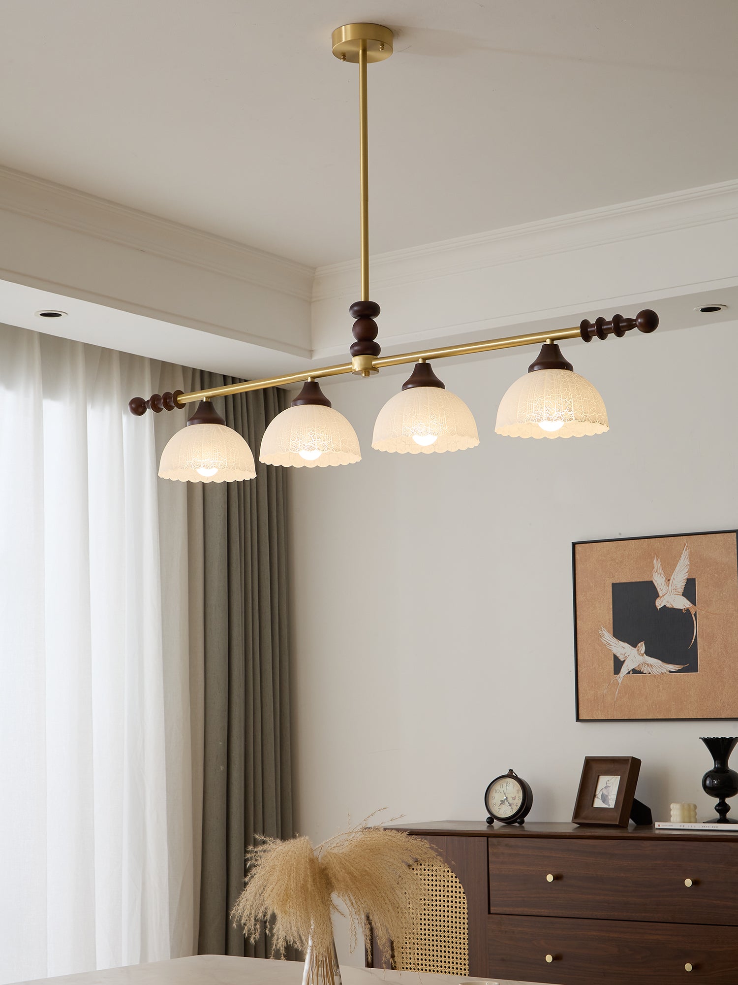 Codoriel Traditional Balance Island Wood Glass Pendant Lamp-Neutral Decor