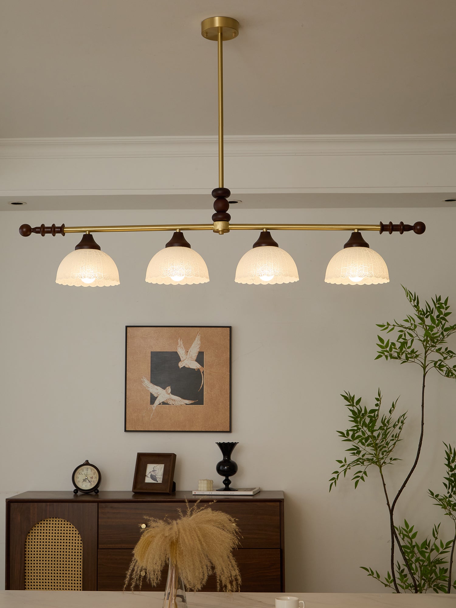 Codoriel Traditional Balance Island Wood Glass Pendant Lamp-Neutral Decor