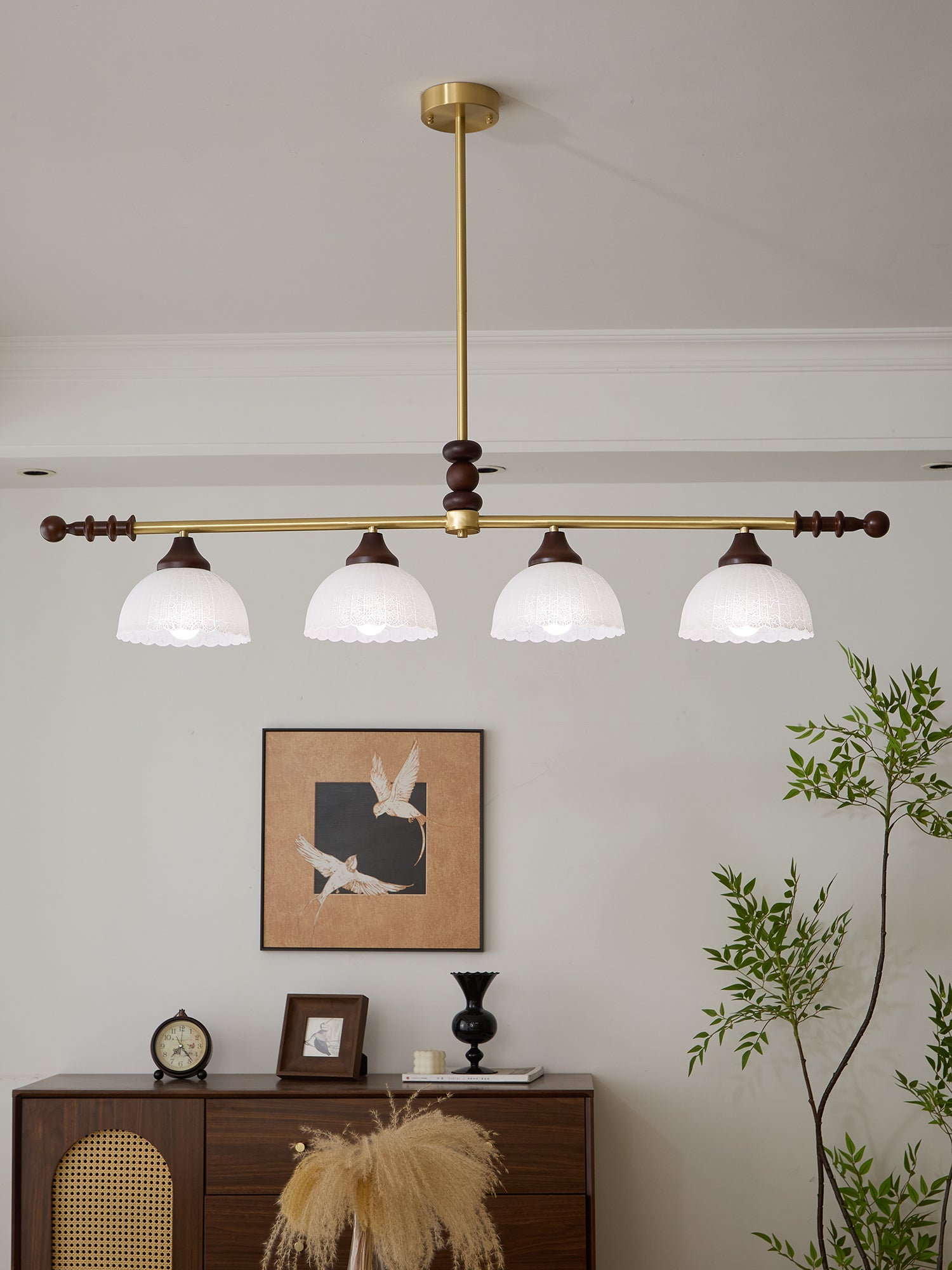Codoriel Traditional Balance Island Wood Glass Pendant Lamp-Neutral Decor