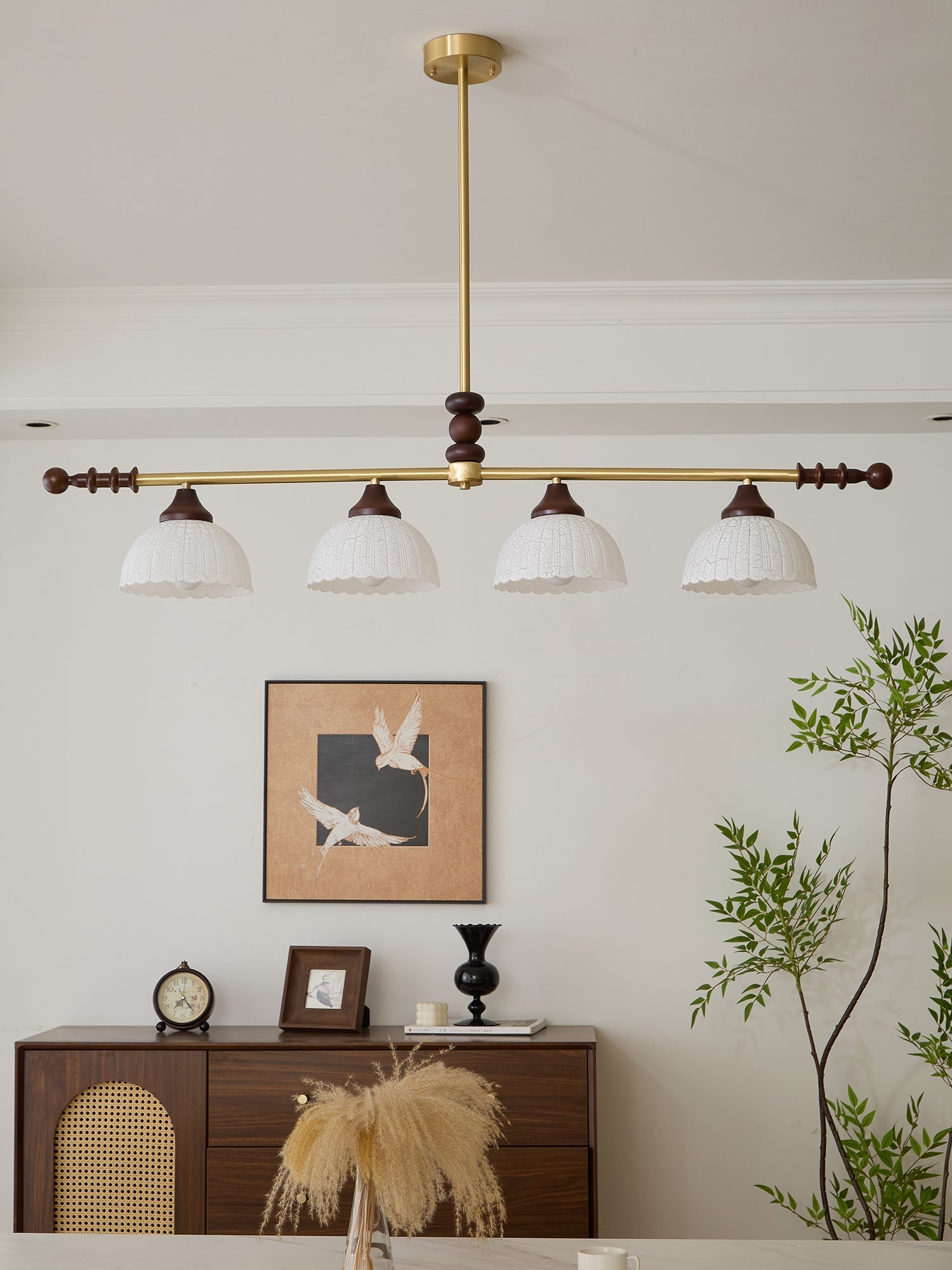 Codoriel Traditional Balance Island Wood Glass Pendant Lamp-Neutral Decor