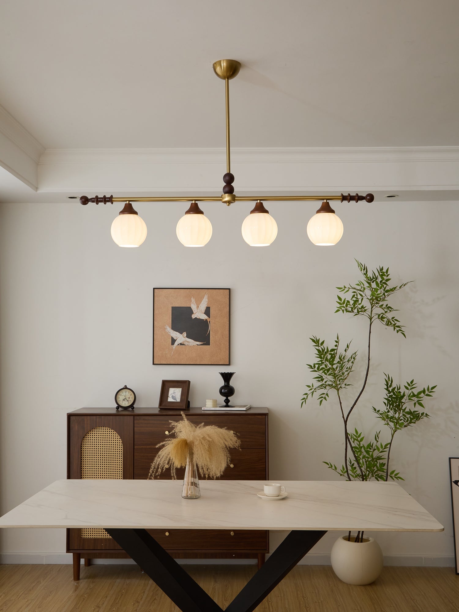 Codoriel Traditional Balance Island Wood Glass Pendant Lamp-Neutral Decor