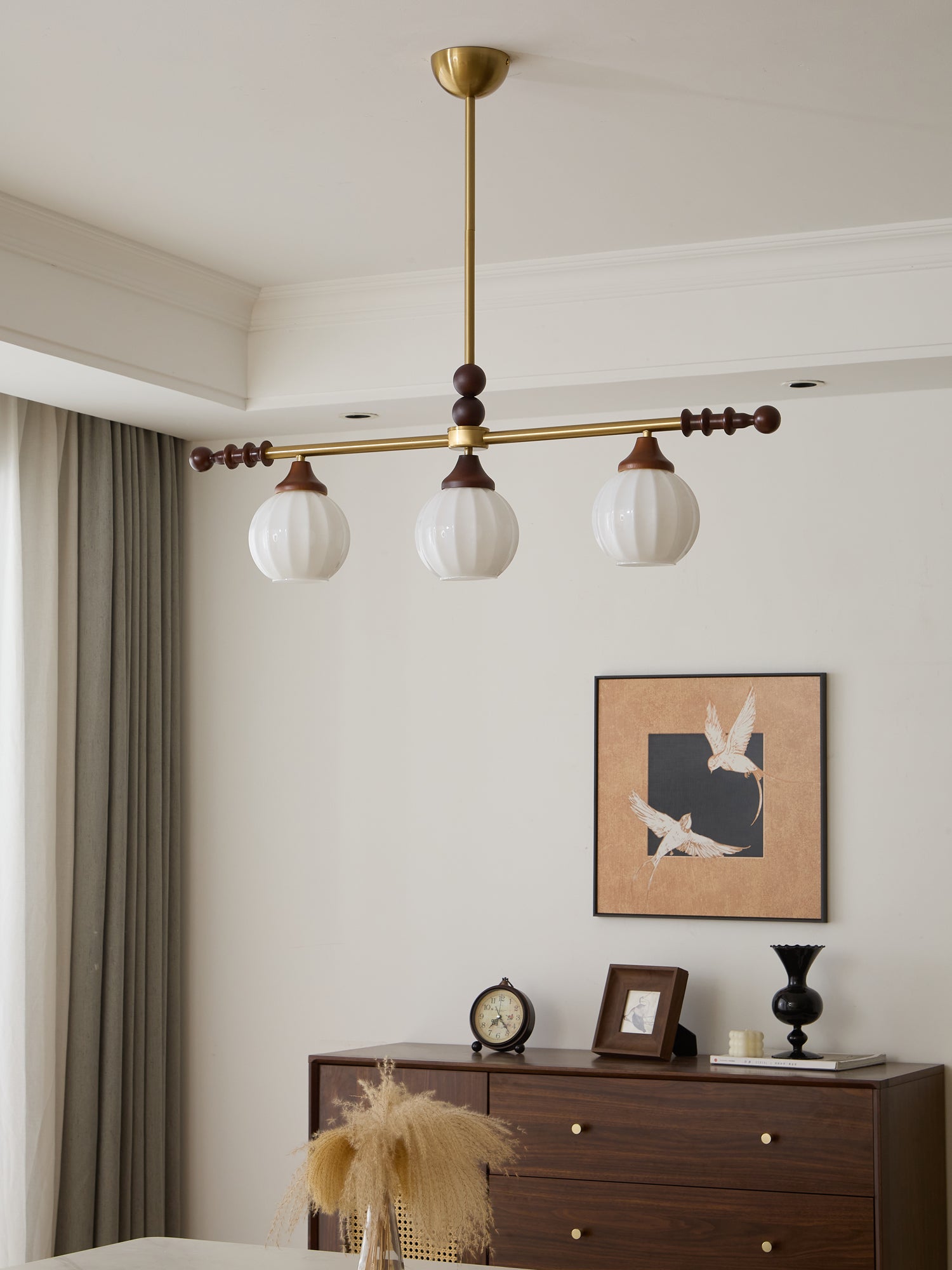 Codoriel Traditional Balance Island Wood Glass Pendant Lamp-Neutral Decor