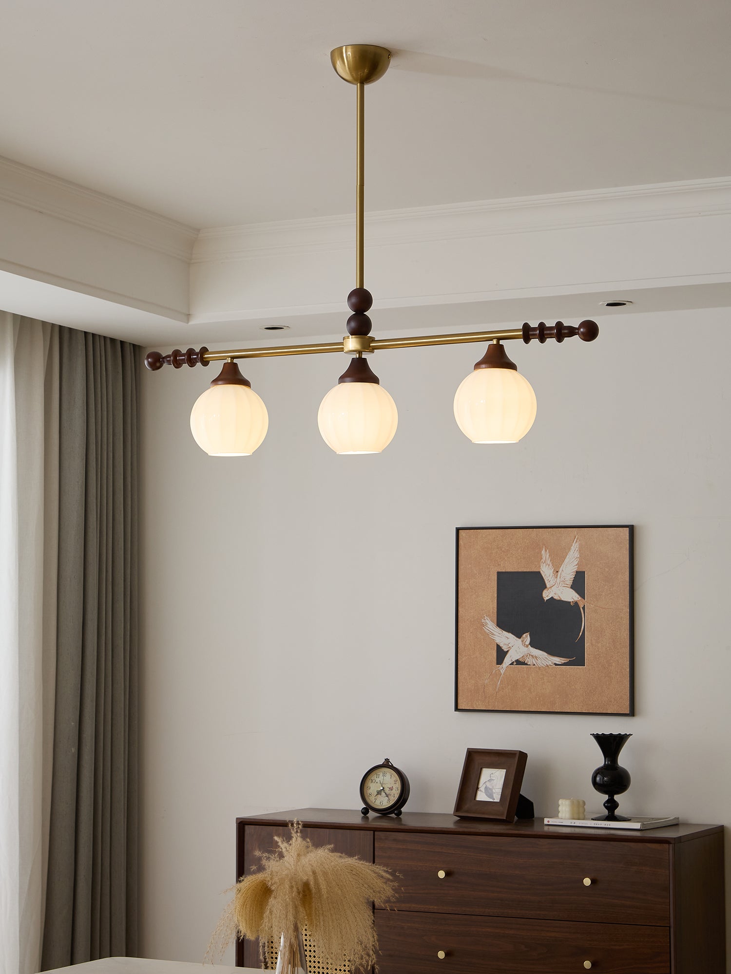 Codoriel Traditional Balance Island Wood Glass Pendant Lamp-Neutral Decor